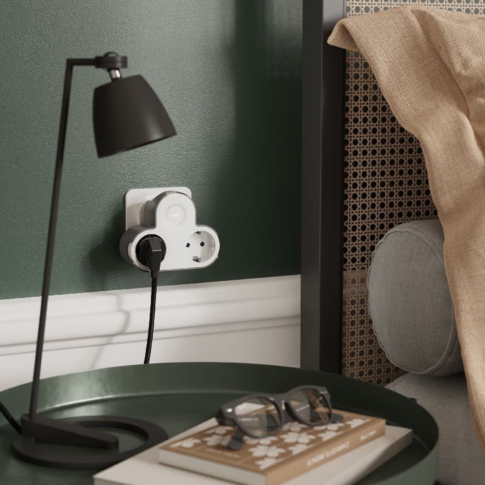 Adaptor priza Jacobsen, 2 prize, 16A, alb-gri