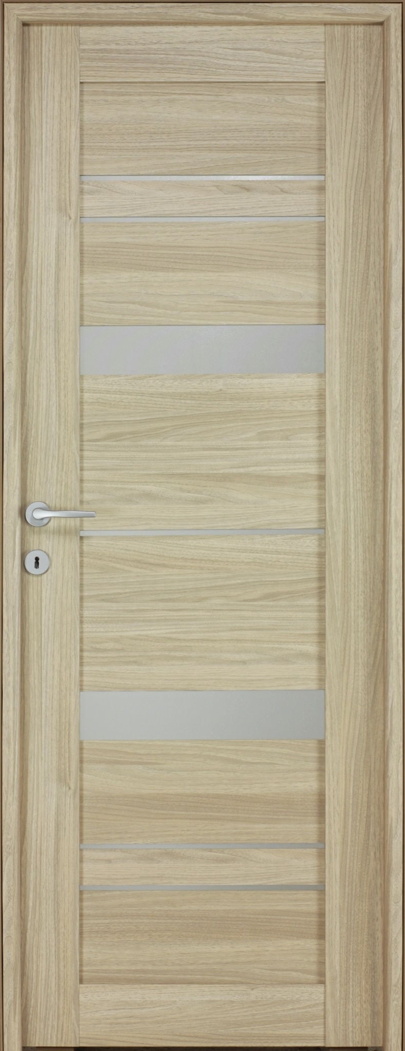 Usa de interior cu geam, maro, reversibila, mdf, 203 x 68 cm, toc inclus • Amyra