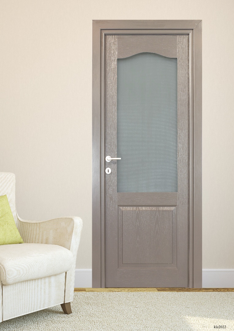 Usa de interior cu geam, antracit, reversibila, mdf, 203 x 78 cm, toc inclus  Anatolia