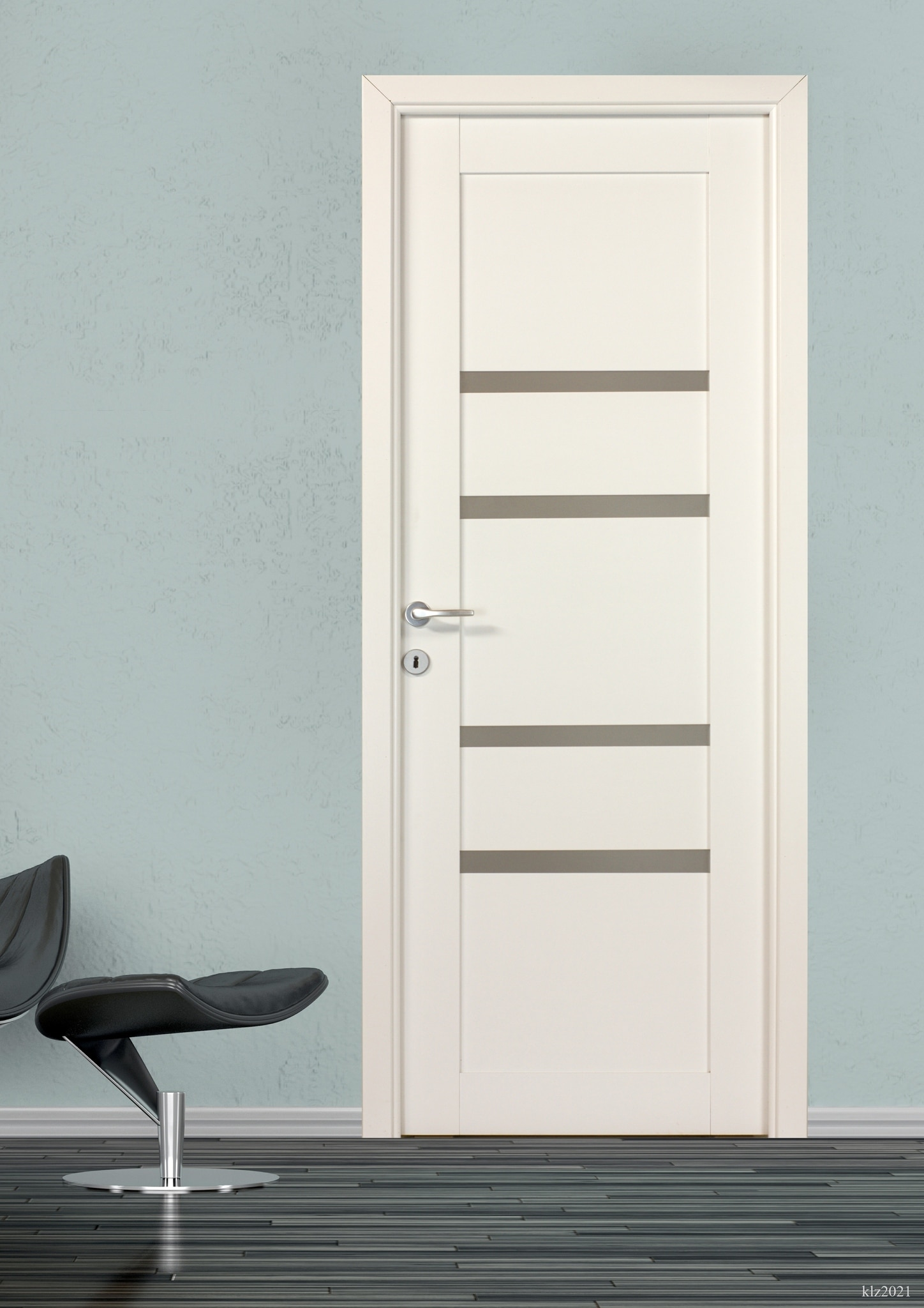 Usa de interior cu geam, alb, reversibila, mdf, 203 x 68 cm, toc inclus  Bella