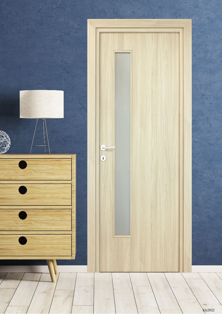 Usa de interior cu geam, maro, reversibila, mdf, 203 x 88 cm, toc inclus  Karpat