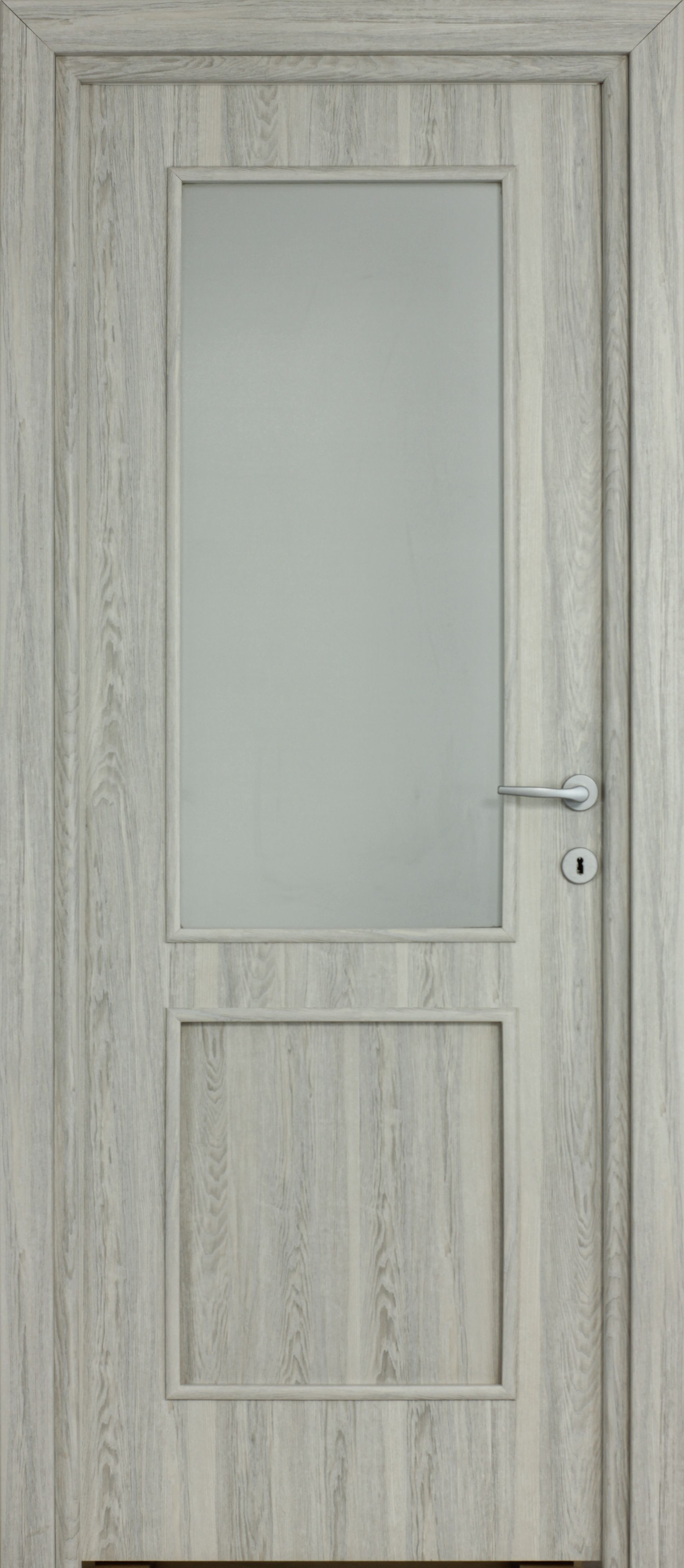 Usa interior Karpat, cu geam, reversibila, MDF, 78 x 203 cm, gri deschis