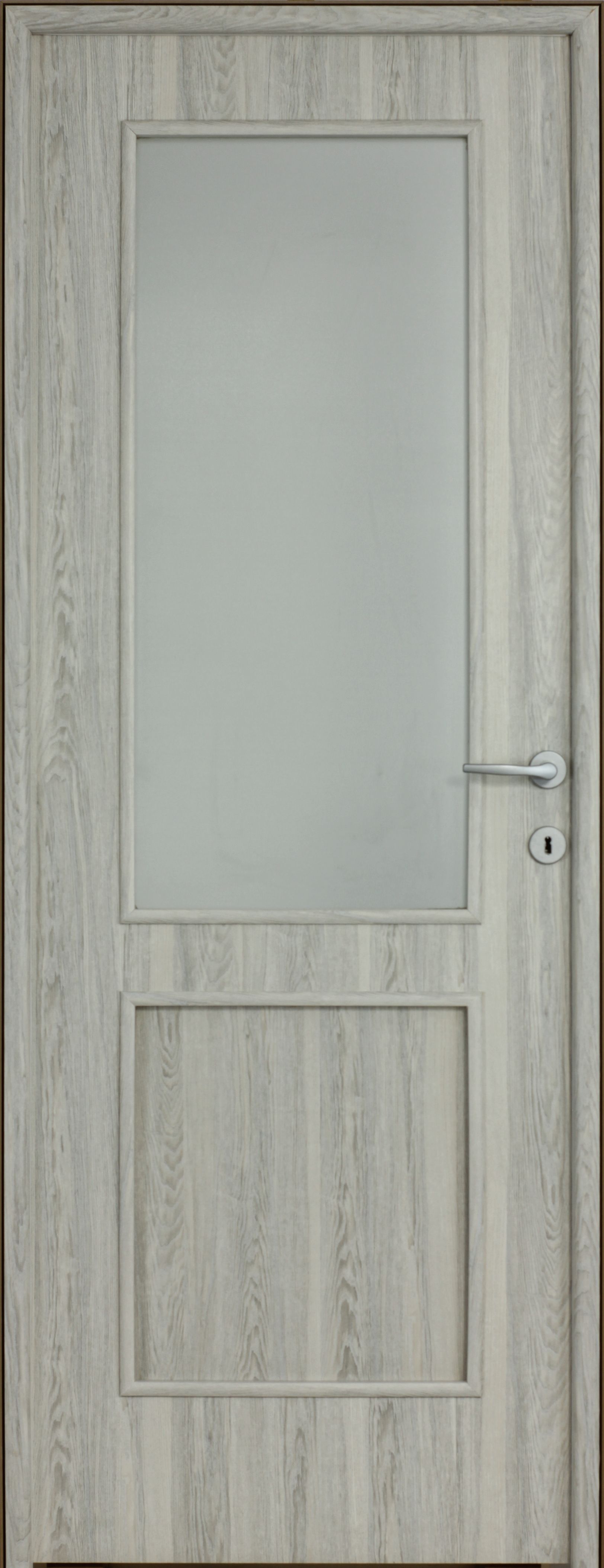 Usa interior Karpat, cu geam, reversibila, MDF, 78 x 203 cm, gri deschis