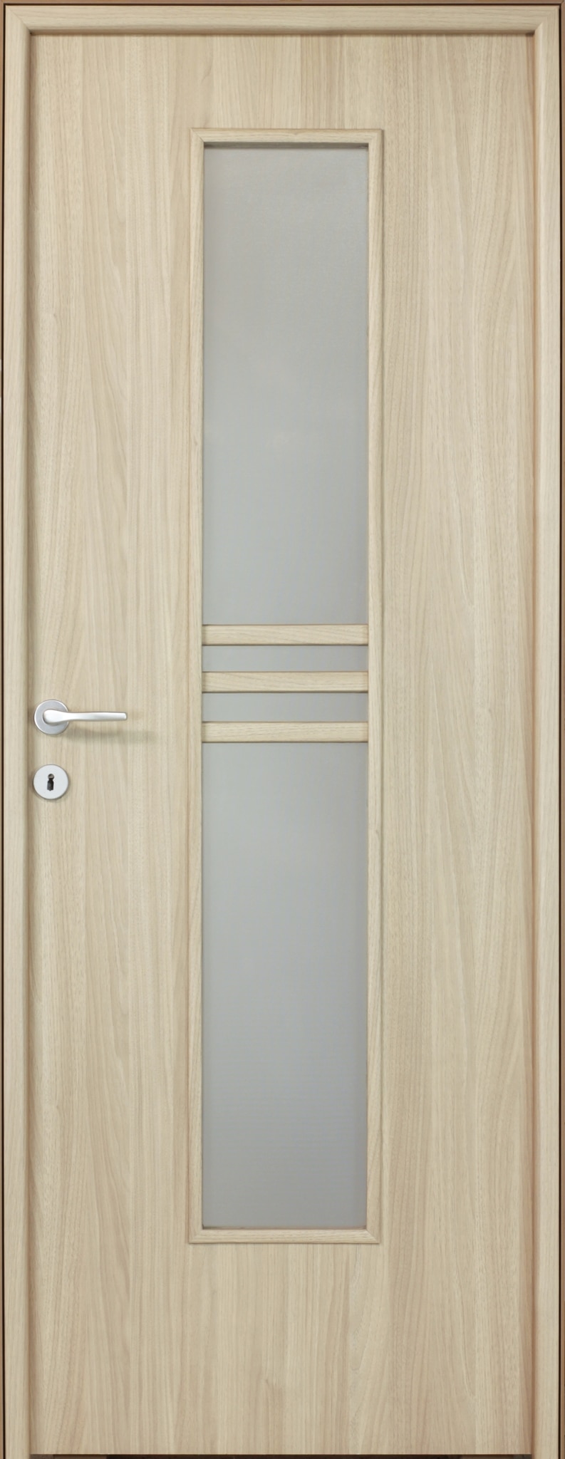 Usa de interior cu geam, maro, reversibila, mdf, 203 x 68 cm, toc inclus  Karpat