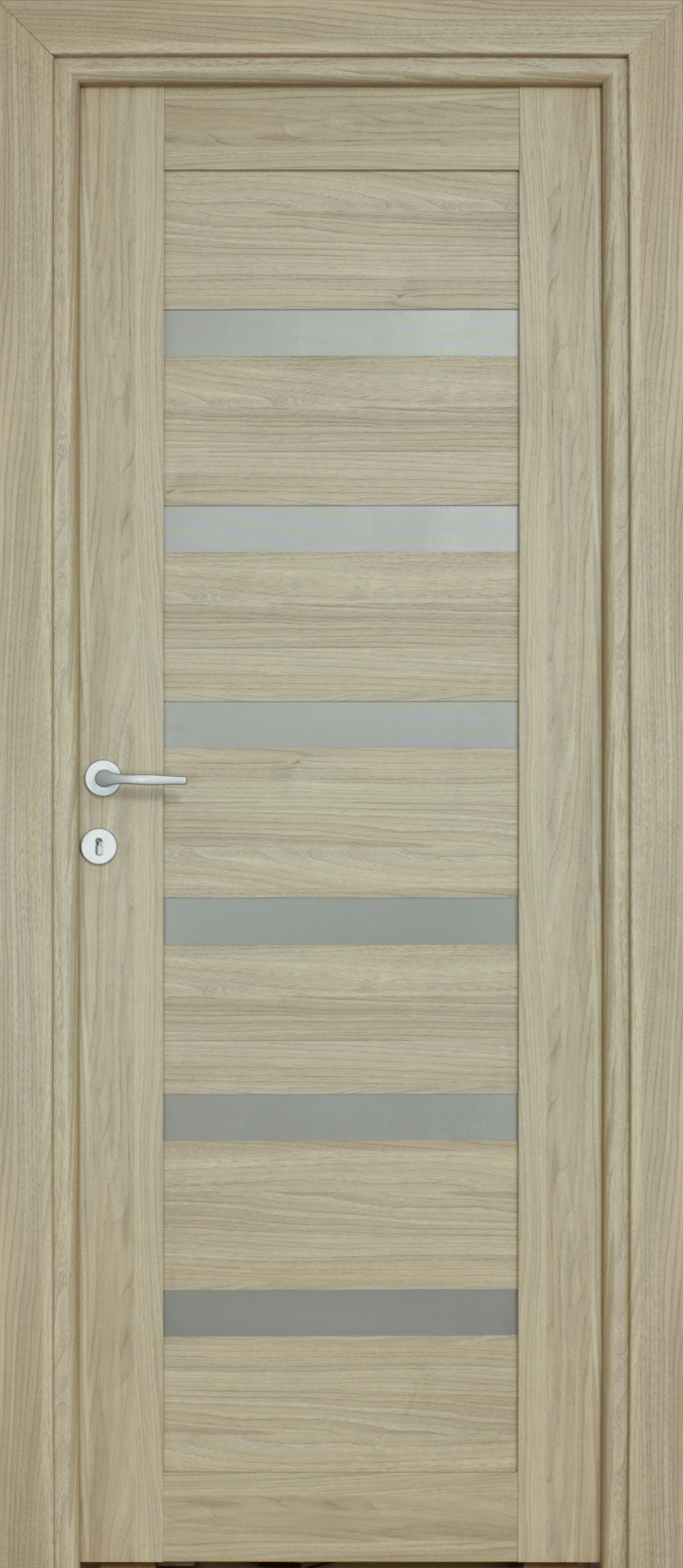 Usa interior Linneya, cu geam, reversibila, MDF, 78 x 203 cm, maro deschis