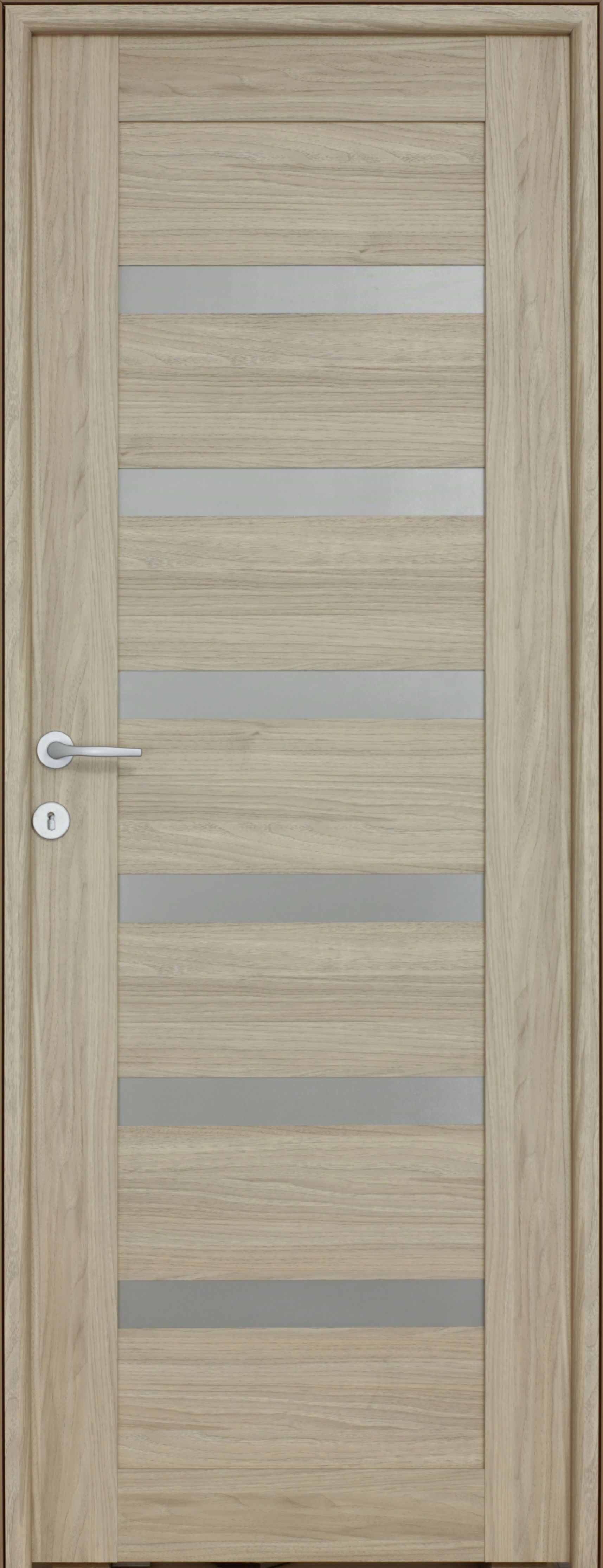 Usa de interior cu geam, maro, reversibila, mdf, 203 x 88 cm, toc inclus  Linneya
