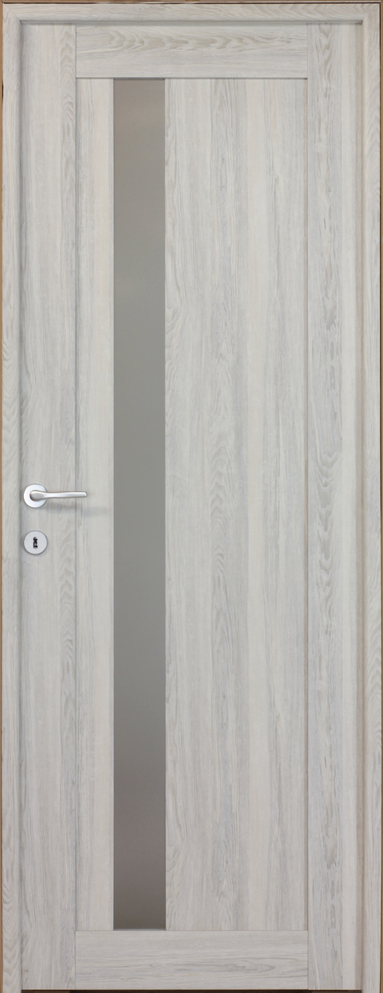 Usa de interior cu geam, gri, reversibila, mdf, 203 x 78 cm, toc inclus  Maya