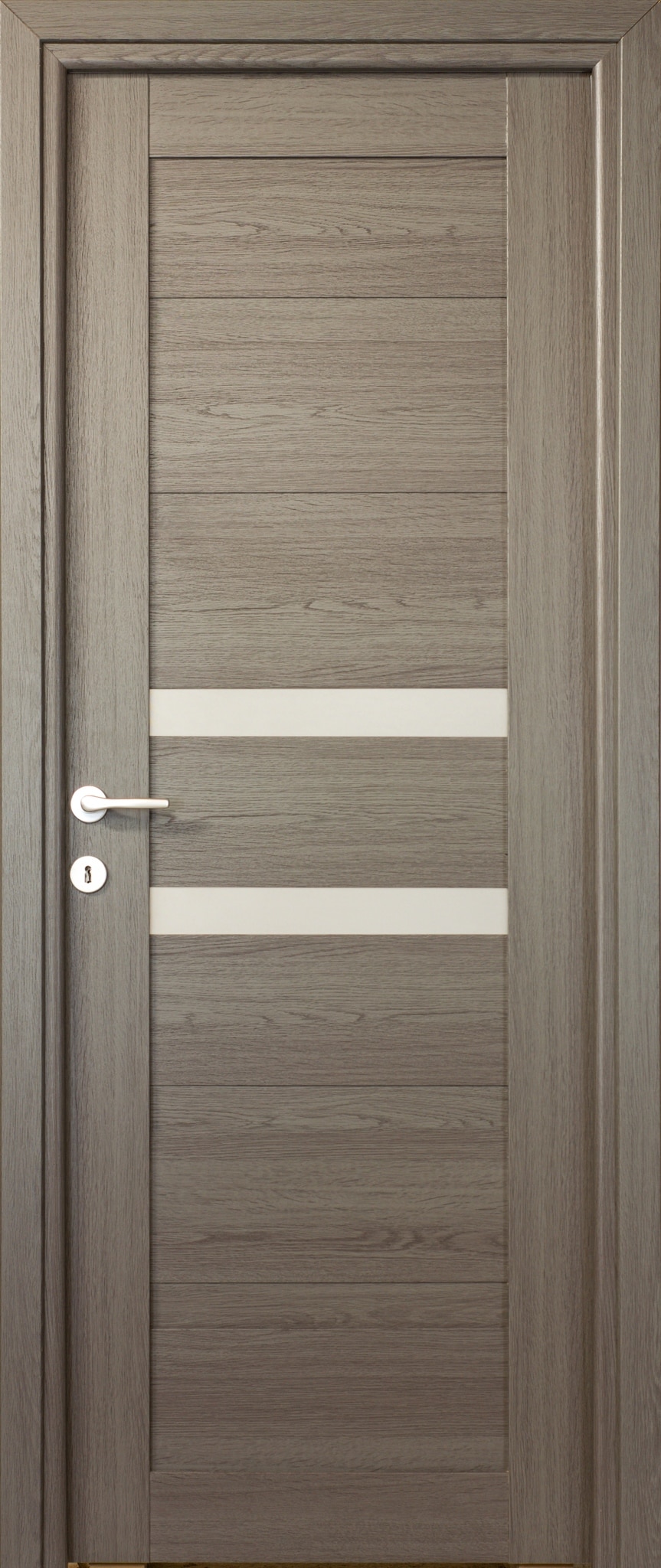 Usa de interior cu geam, antracit, reversibila, mdf, 203 x 78 cm, toc inclus  Tisa