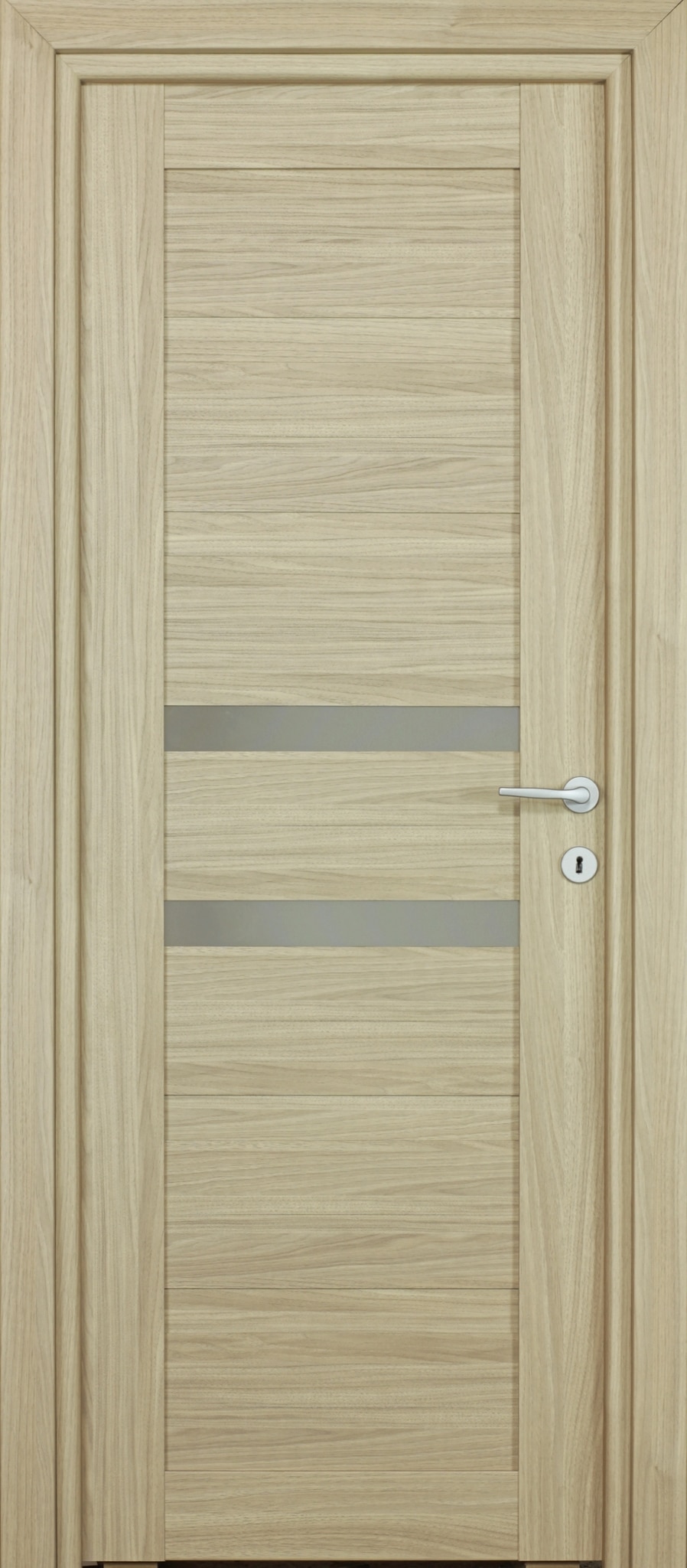 Usa de interior cu geam, maro, reversibila, mdf, 203 x 68 cm, toc inclus • Tisa