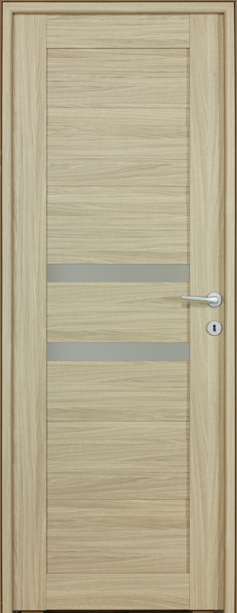 Usa de interior cu geam, maro, reversibila, mdf, 203 x 68 cm, toc inclus • Tisa