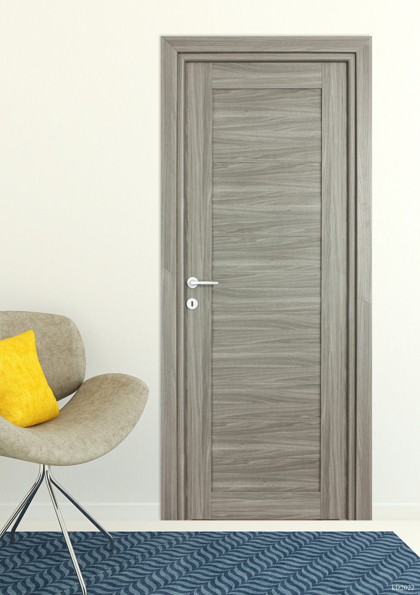 Usa de interior gri, reversibila, mdf, 203 x 78 cm, toc inclus • Trame