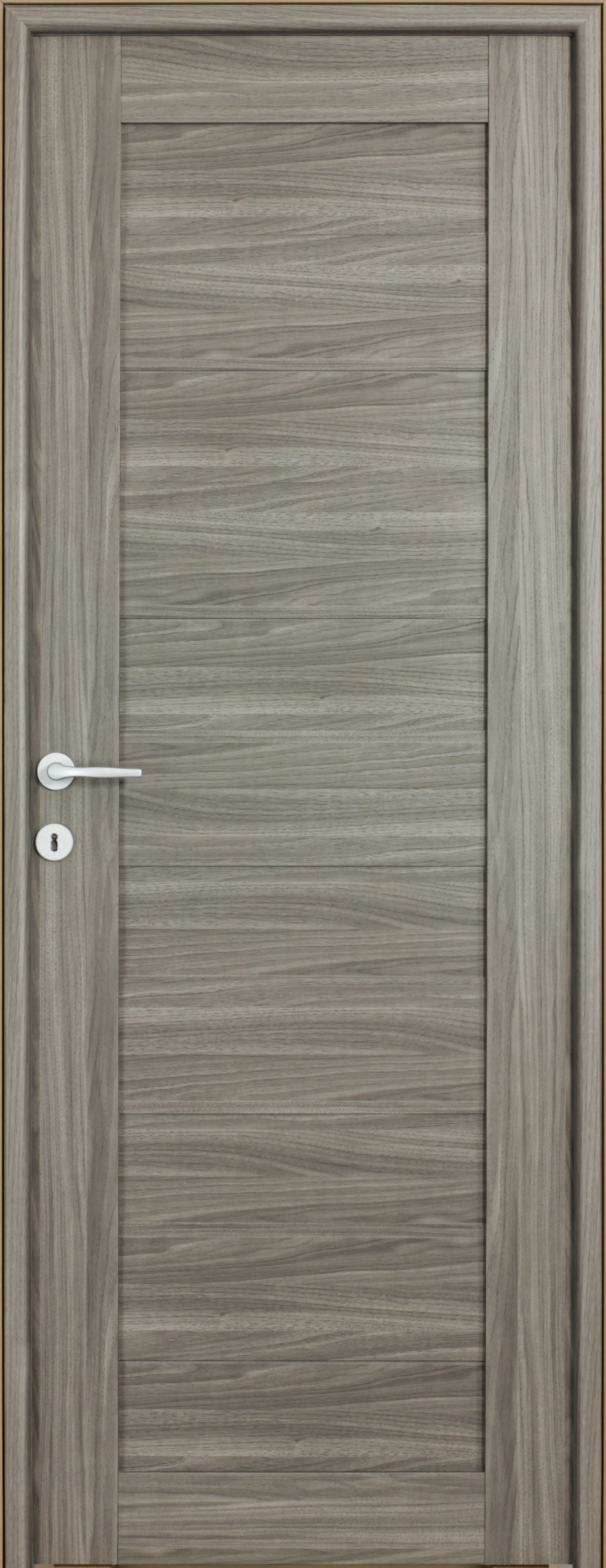 Usa interior Trame, fara geam, reversibila, MDF, 88 x 203 cm, gri inchis