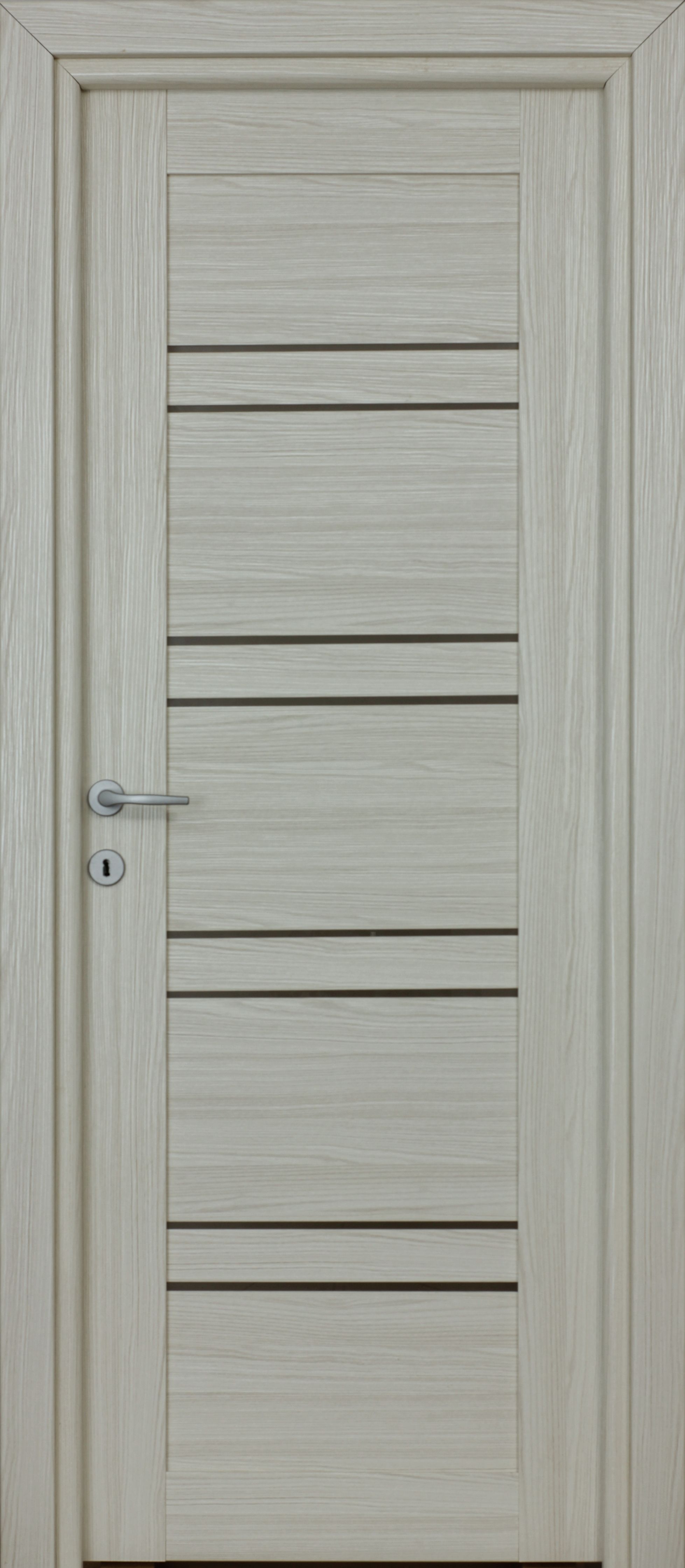 Usa de interior cu geam, gri, reversibila, mdf, 203 x 68 cm, toc inclus • Karina