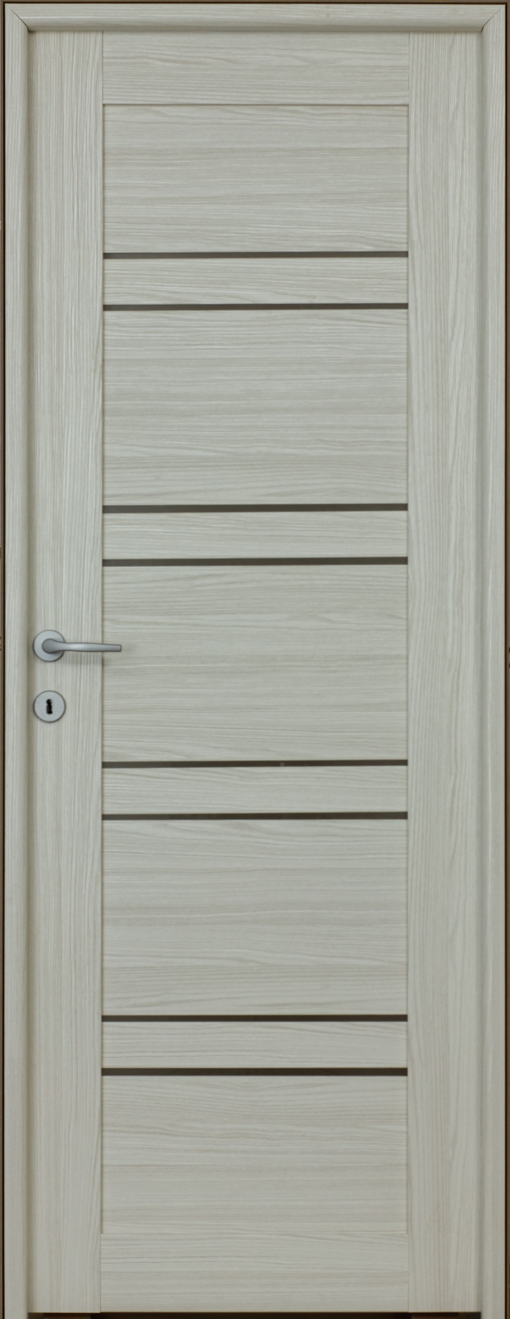 Usa de interior cu geam, gri, reversibila, mdf, 203 x 68 cm, toc inclus • Karina