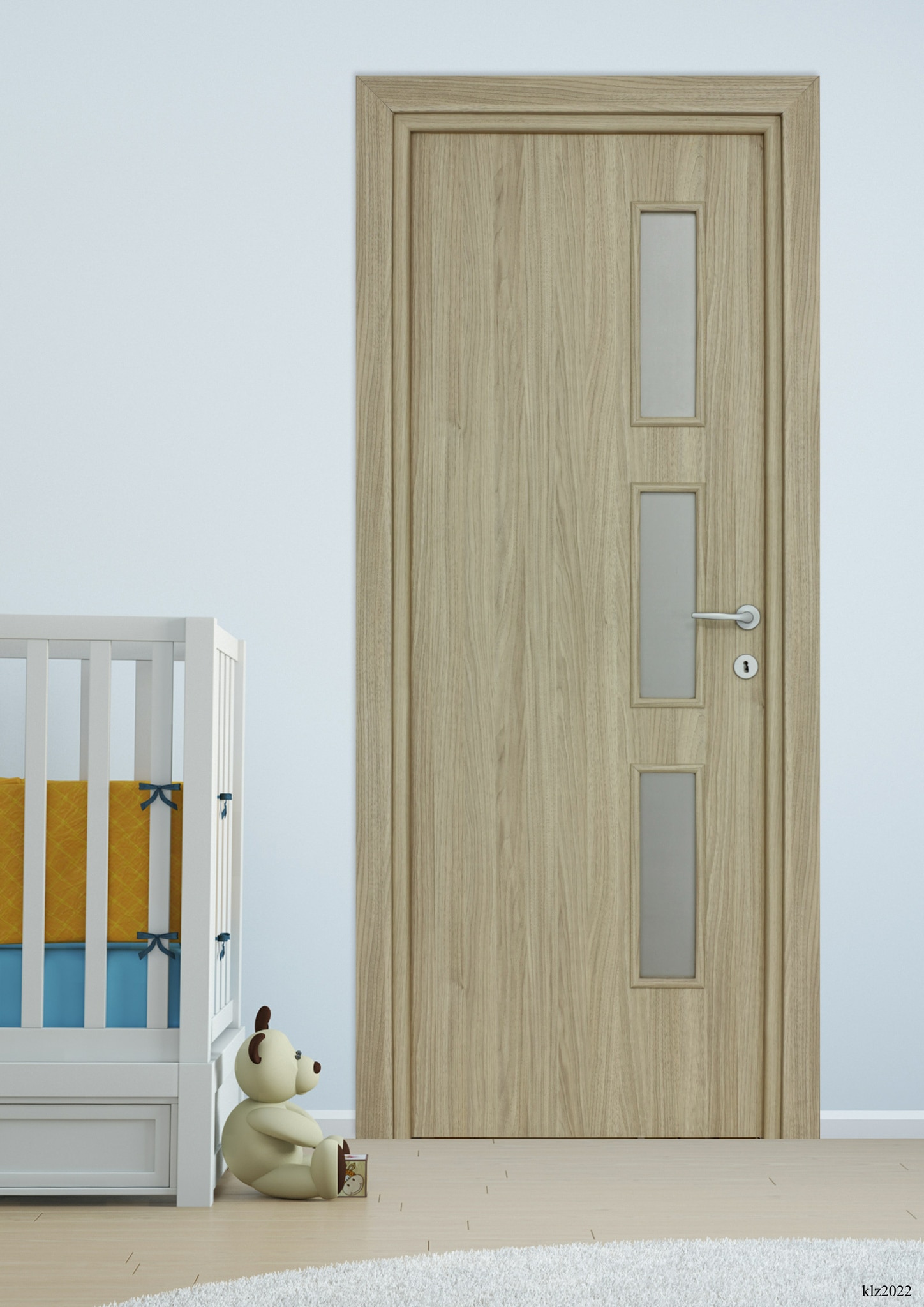 Usa de interior cu geam, maro, reversibila, mdf, 203 x 78 cm, toc inclus  Karpat