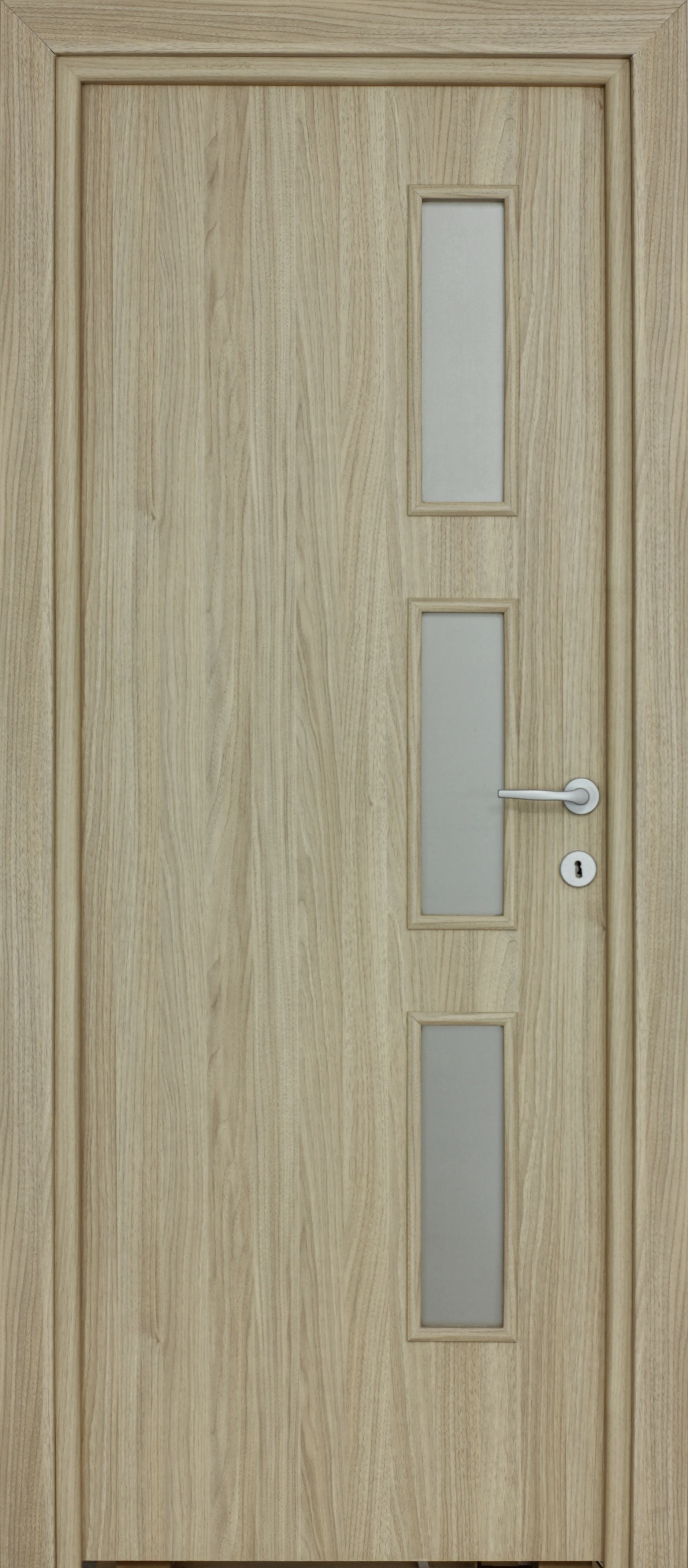 Usa de interior cu geam, maro, reversibila, mdf, 203 x 88 cm, toc inclus  Karpat