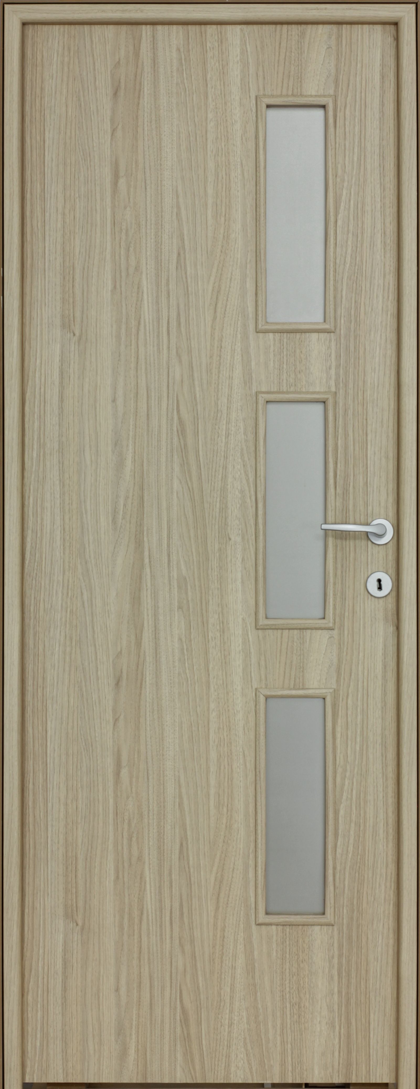 Usa de interior cu geam, maro, reversibila, mdf, 203 x 88 cm, toc inclus  Karpat