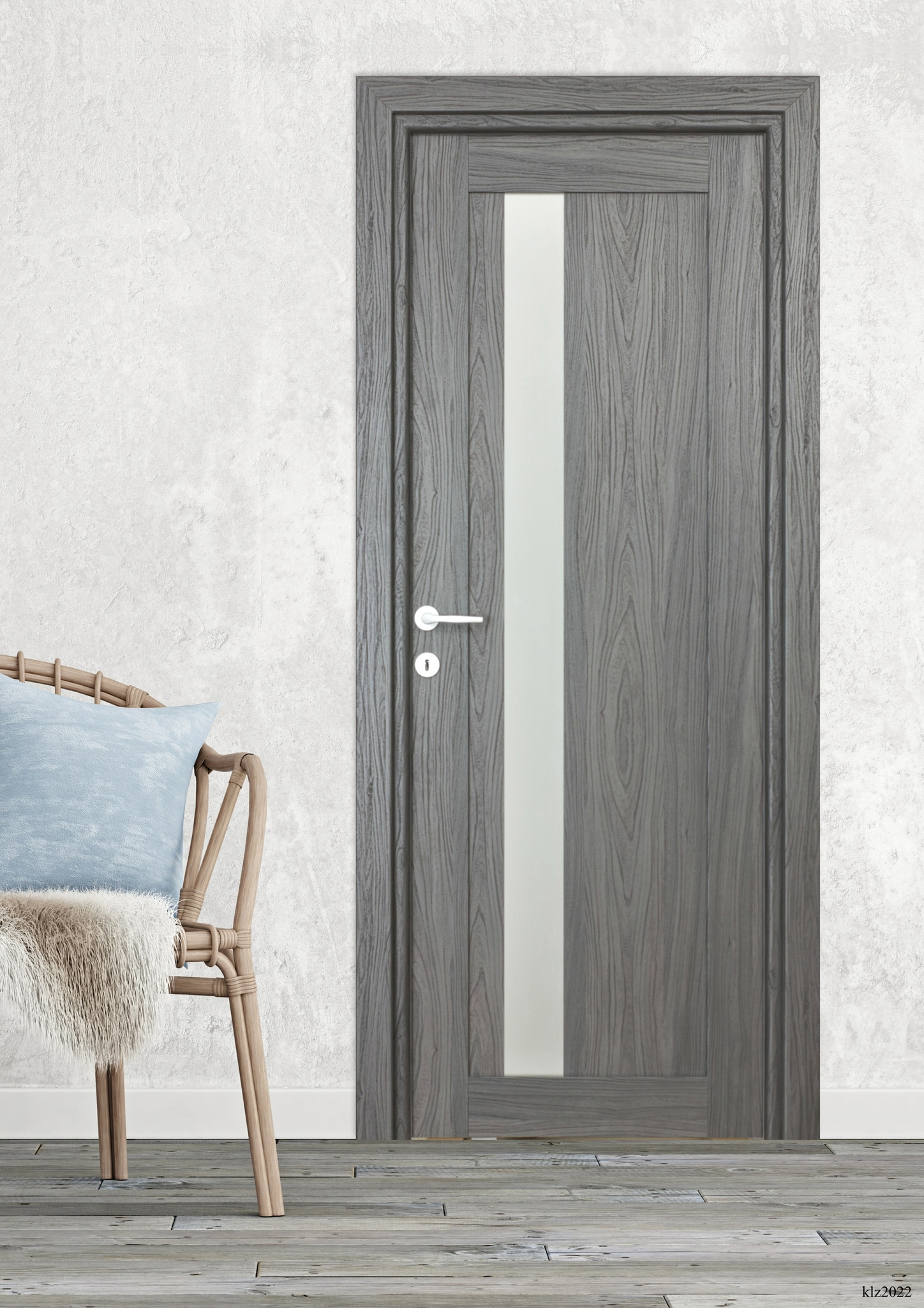 Usa de interior cu geam, negru, reversibila, mdf, 203 x 78 cm, toc inclus • Maya