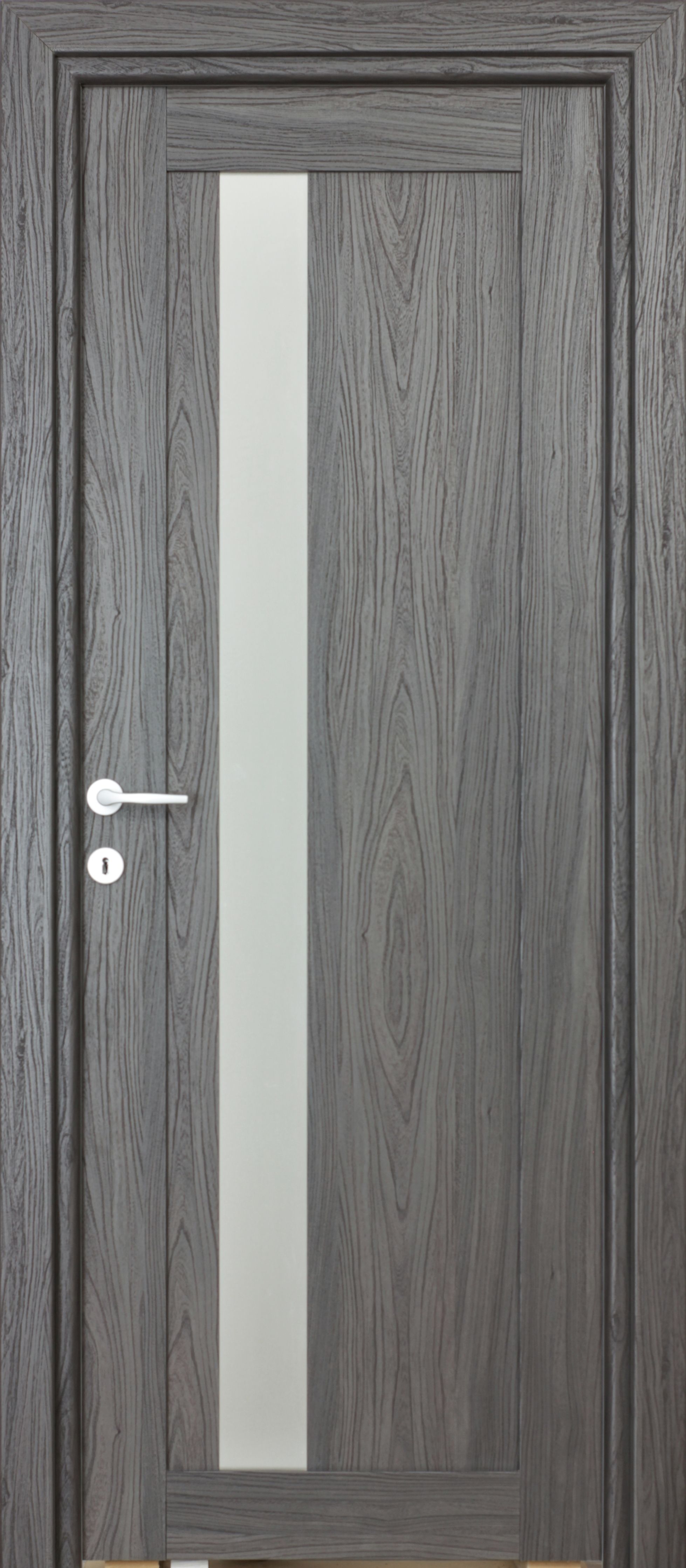 Usa de interior cu geam, negru, reversibila, mdf, 203 x 88 cm, toc inclus  Maya