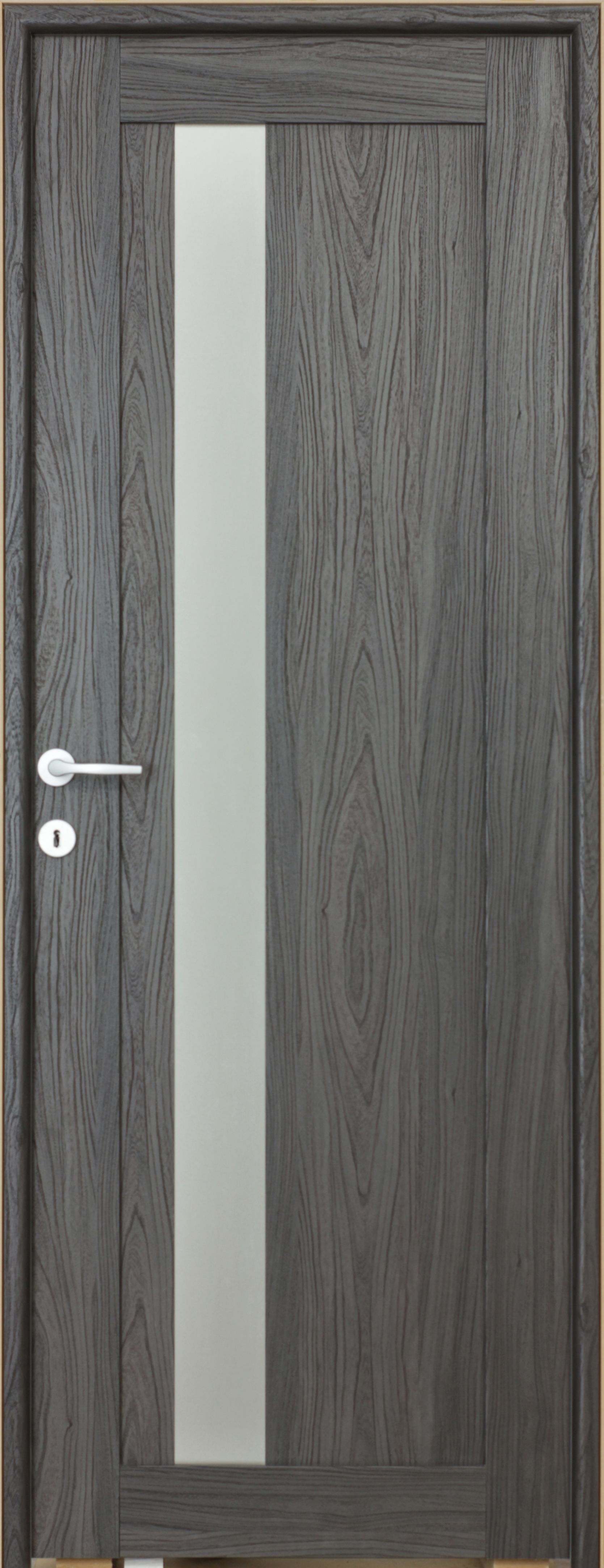 Usa de interior cu geam, negru, reversibila, mdf, 203 x 88 cm, toc inclus  Maya