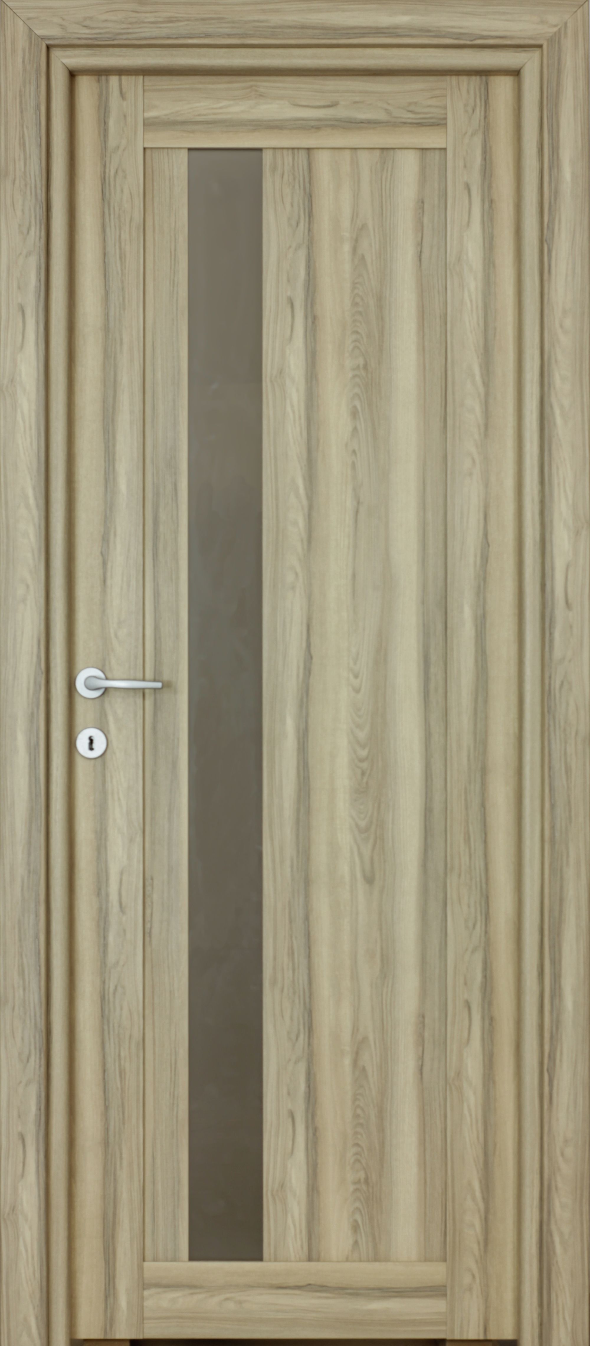 Usa de interior cu geam, maro, reversibila, mdf, 203 x 68 cm, toc inclus  Maya