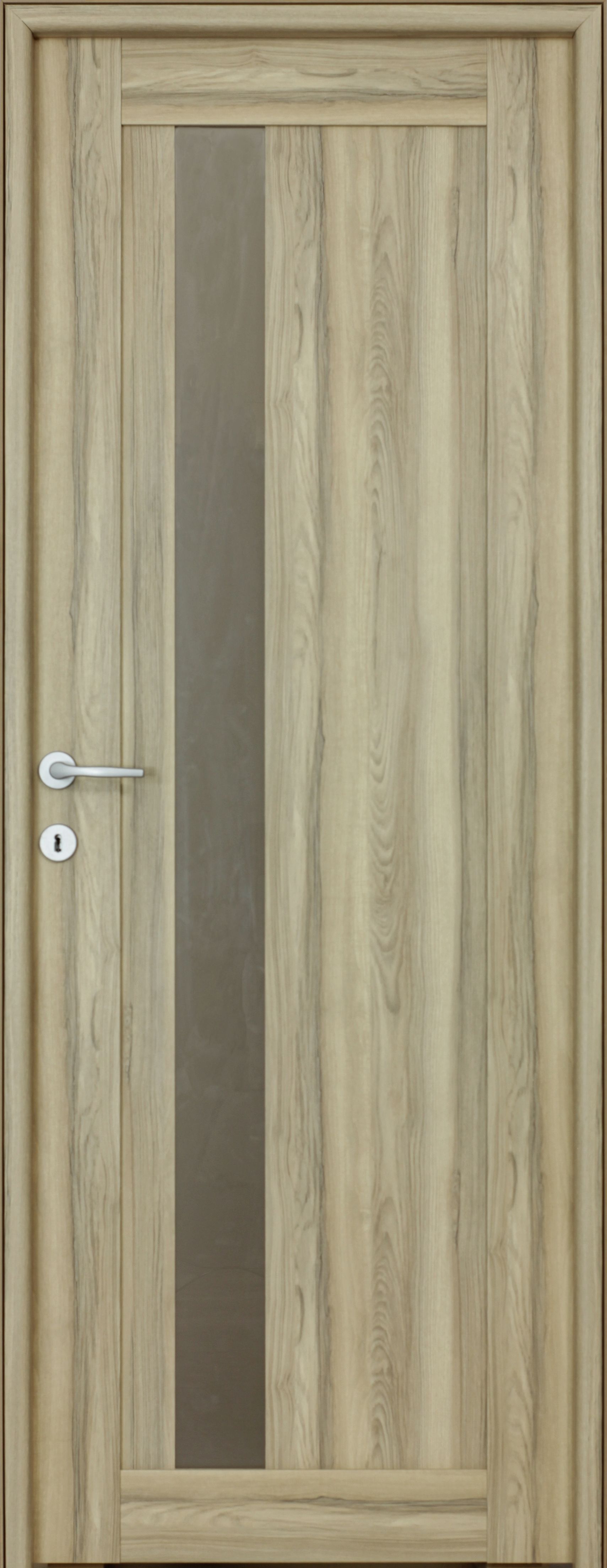 Usa interior Maya, cu geam, reversibila, MDF, 88 x 203 cm, maro deschis