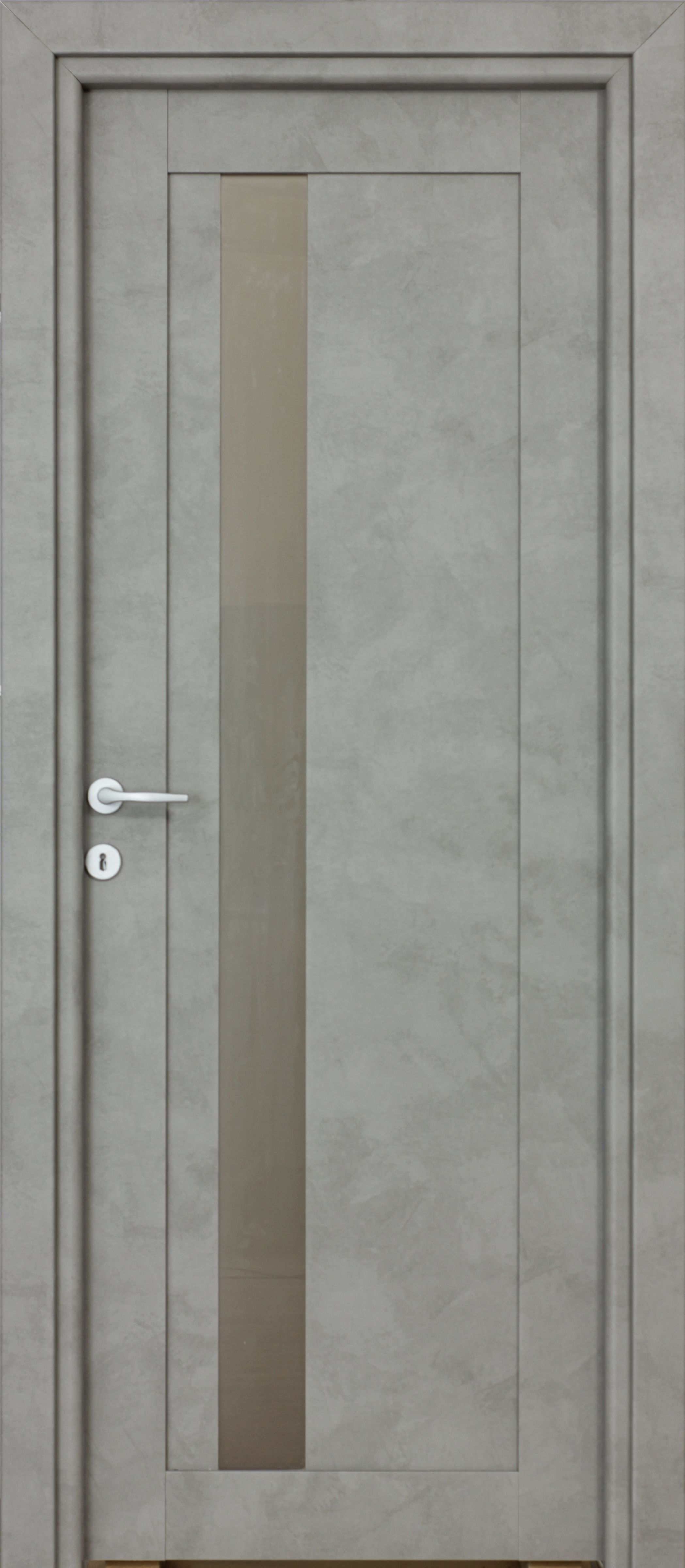 Usa de interior cu geam, gri, reversibila, mdf, 203 x 68 cm, toc inclus • Maya