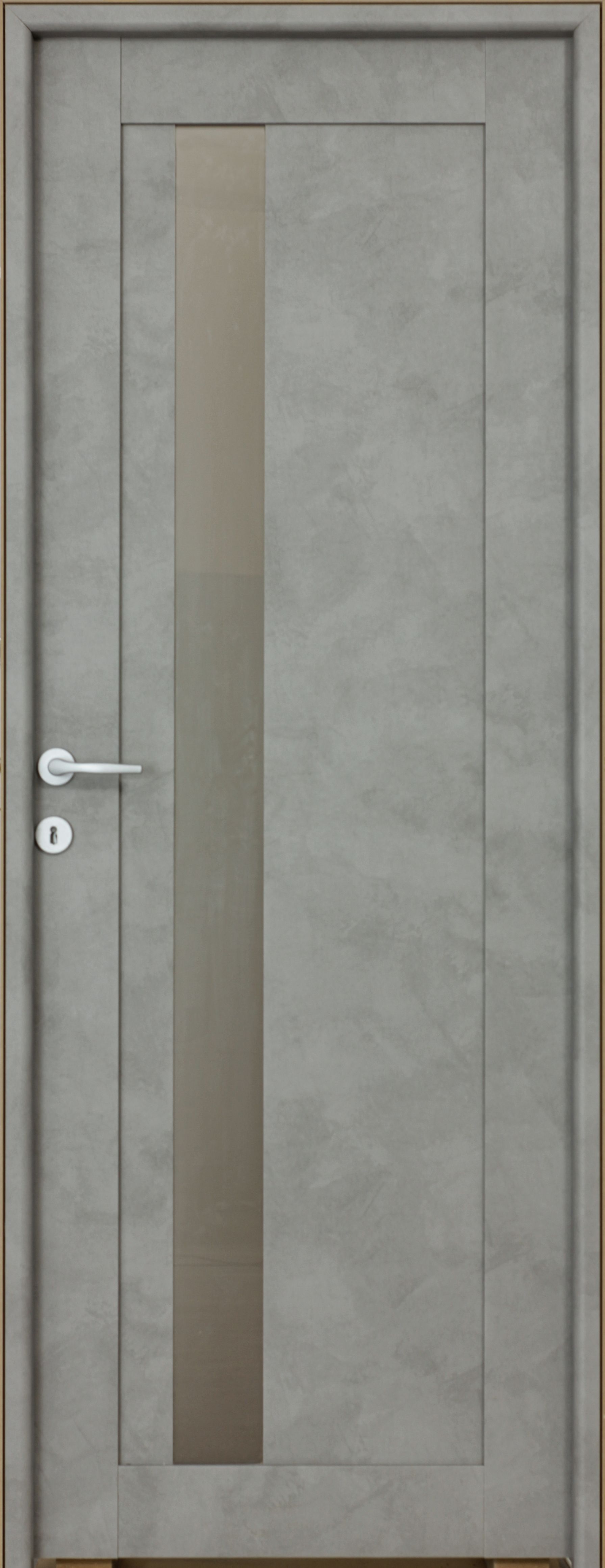 Usa de interior cu geam, gri, reversibila, mdf, 203 x 78 cm, toc inclus  Maya