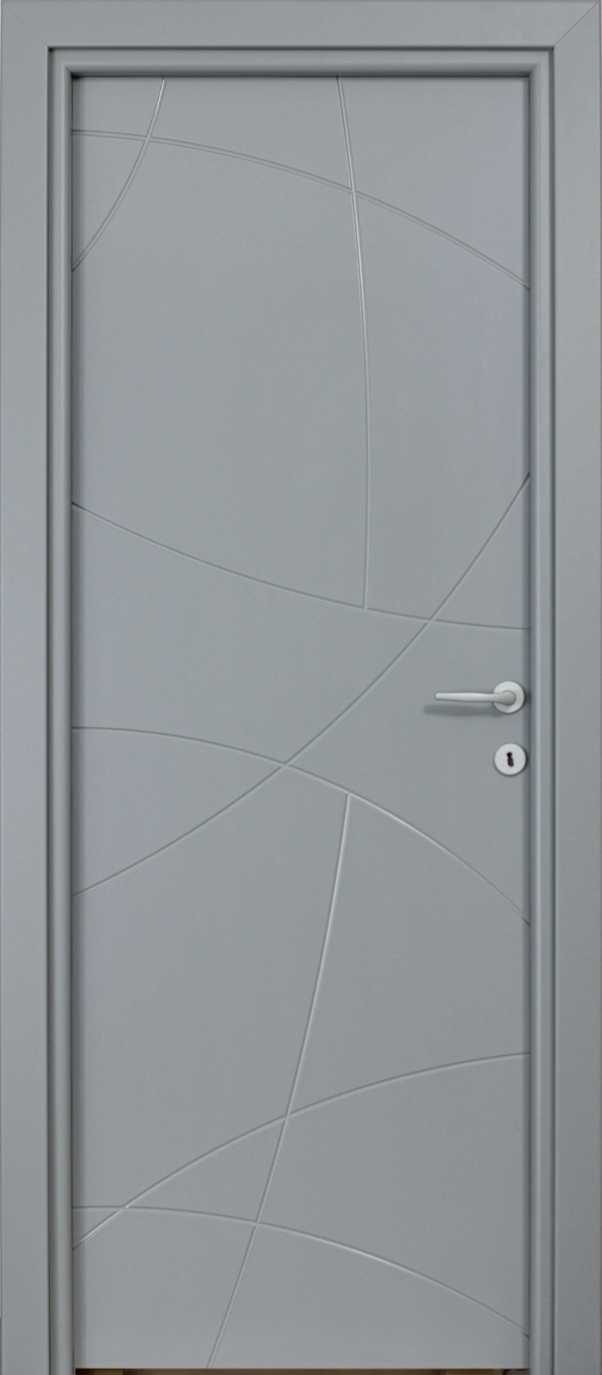 Usa interior Arc, fara geam, reversibila, MDF, 68 x 203 cm, gri