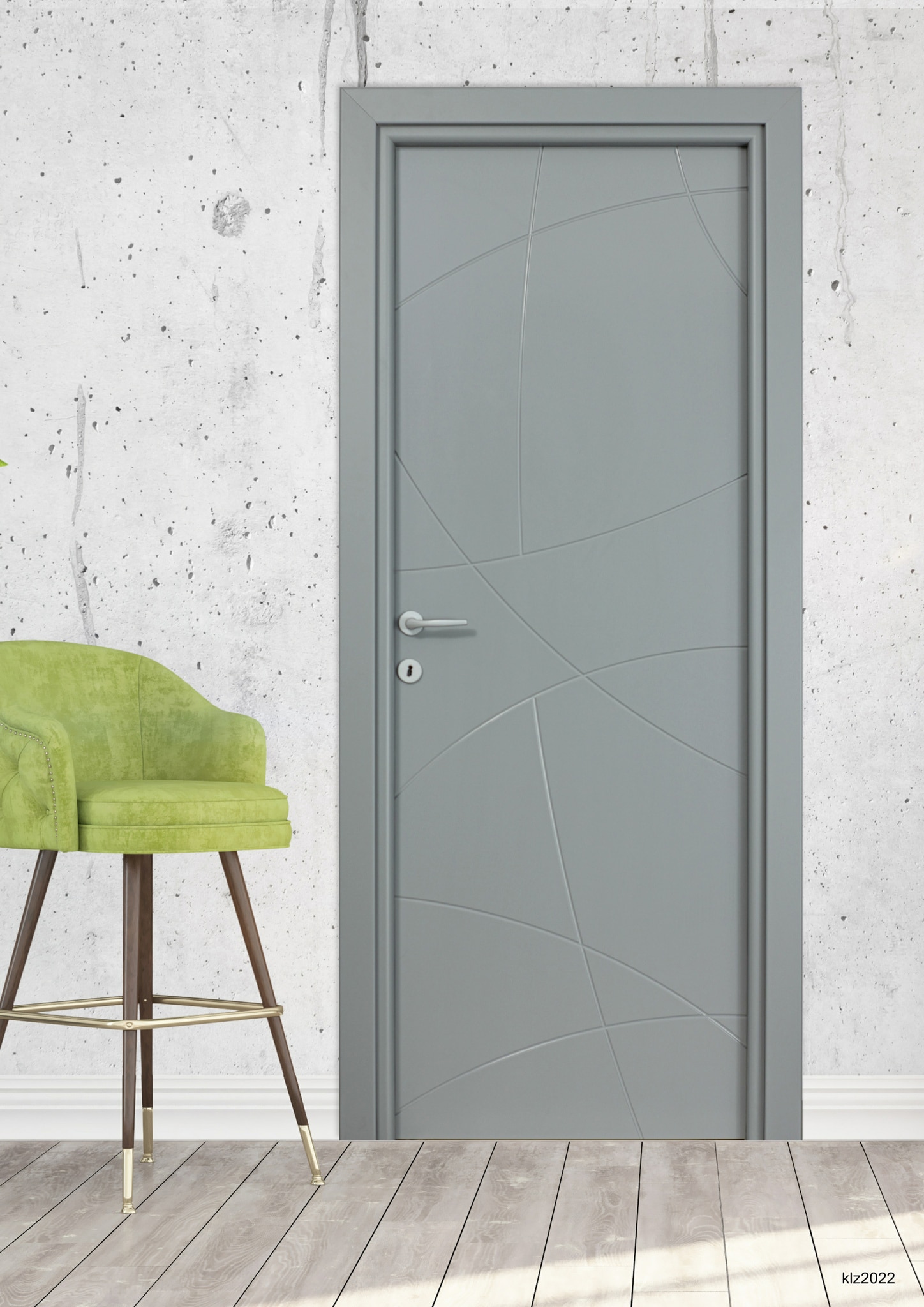 Usa de interior  gri, reversibila, mdf, 203 x 78 cm, toc inclus • Arc