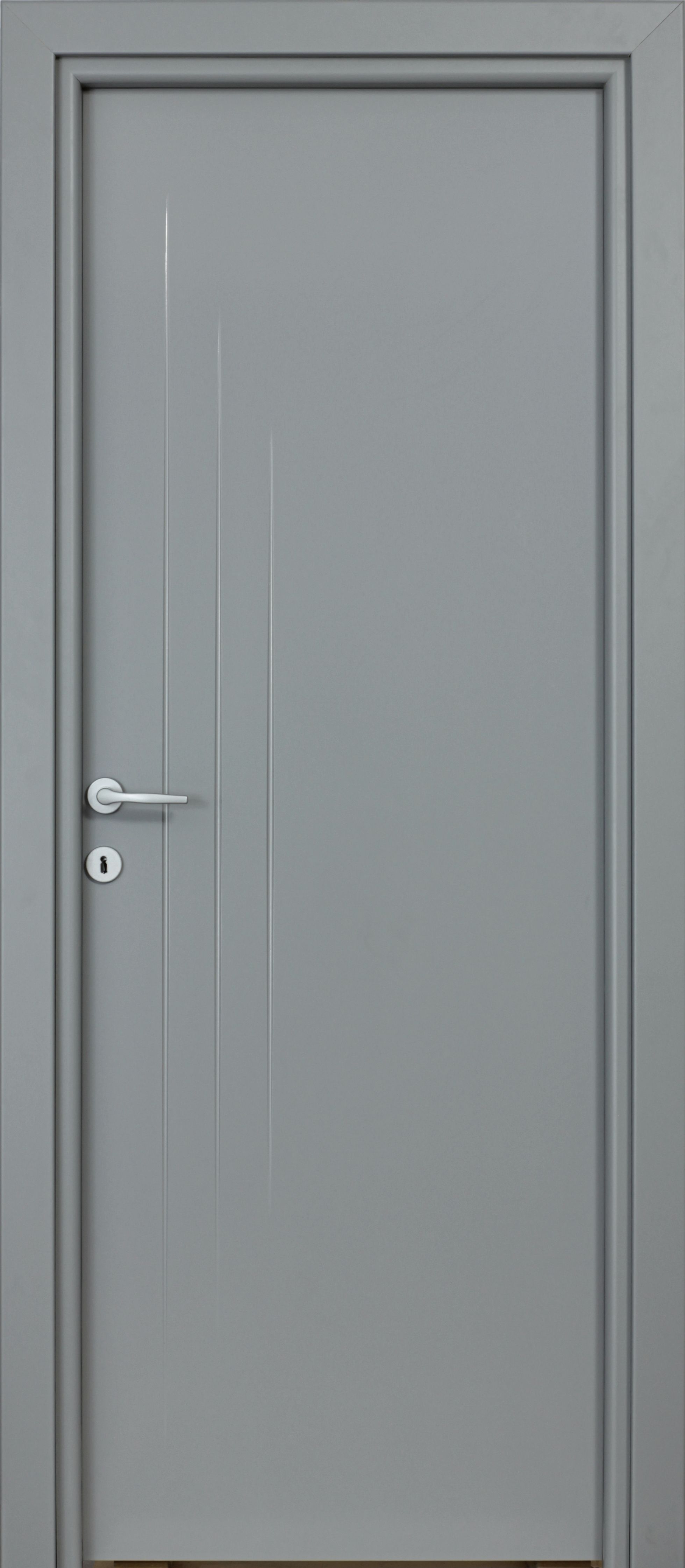 Usa interior Three Lines, fara geam, reversibila, MDF, 68 x 203 cm, gri