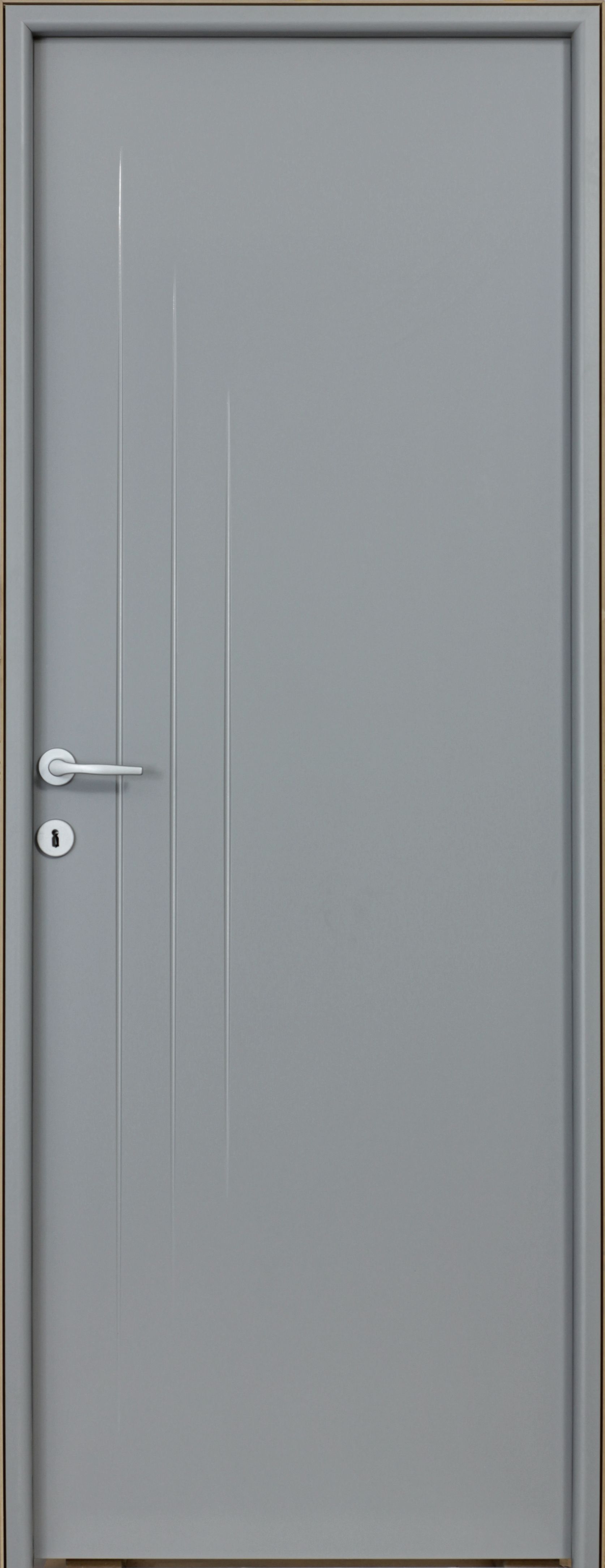 Usa interior Three Lines, fara geam, reversibila, MDF, 78 x 203 cm, gri