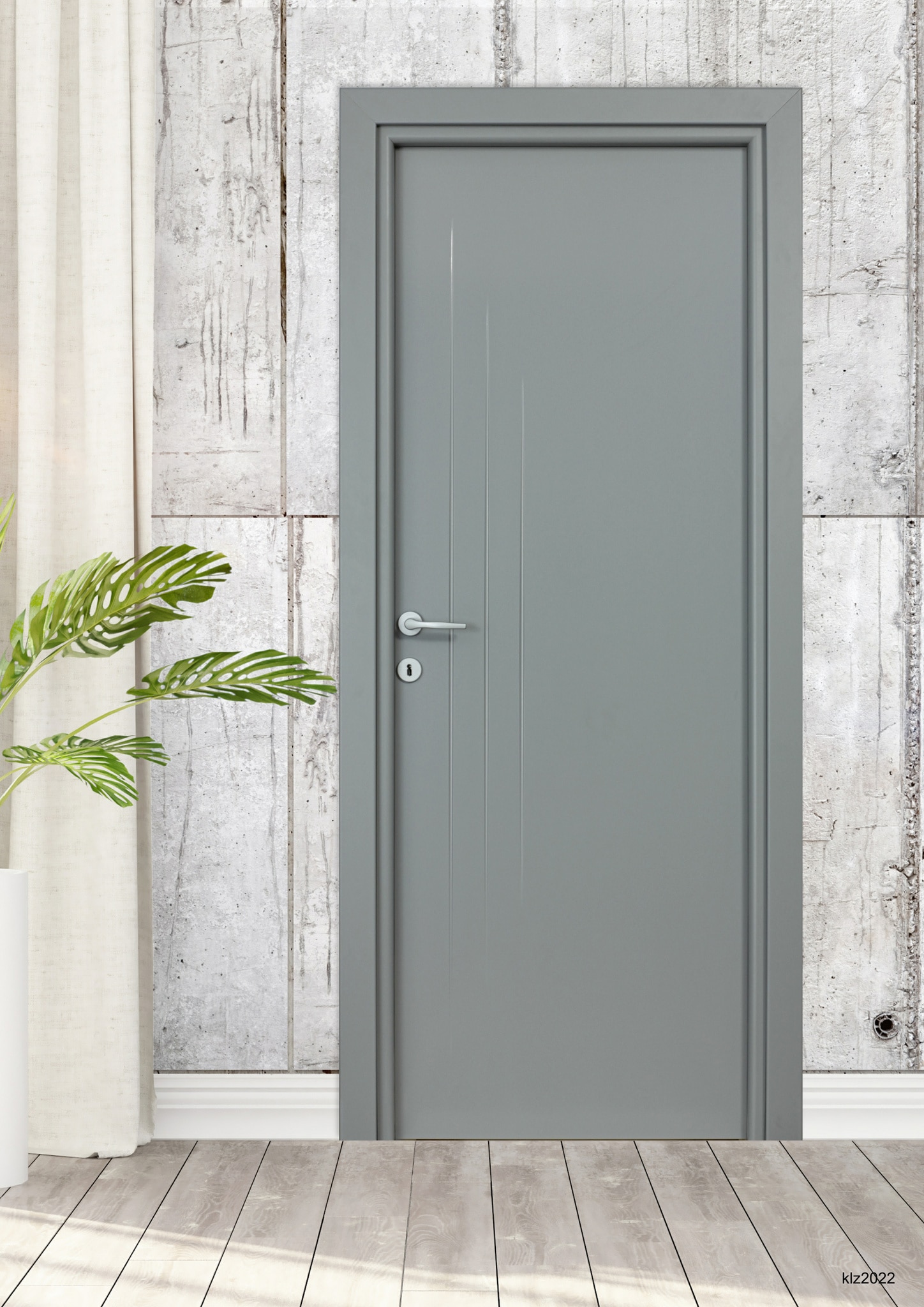 Usa de interior  gri, reversibila, mdf, 203 x 88 cm, toc inclus  Three Lines