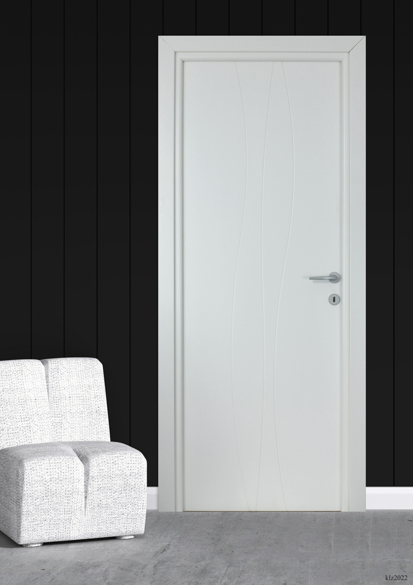 Usa de interior  alb, reversibila, mdf, 203 x 78 cm, toc inclus  Wave