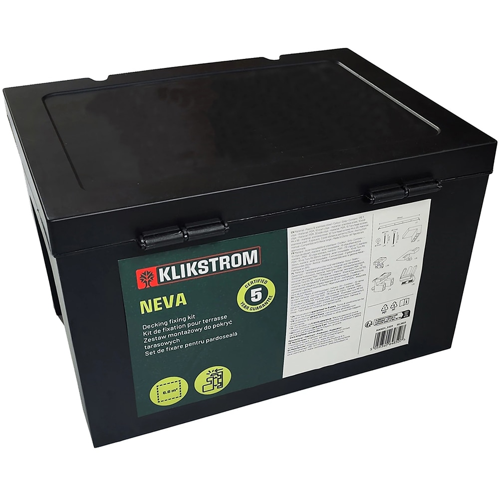 Kit accesorii fixare terasa WPC KLIKSTROM, otel inoxidabil si plastic, negru/argintiu