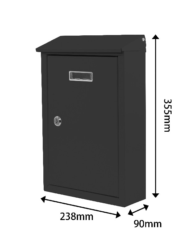 Cutie posta SMITH AND LOCKE, Inchidere cheie, 90 x 238 x 355mm, negru