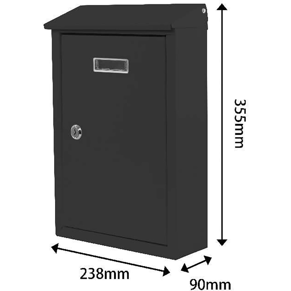 Cutie posta SMITH AND LOCKE, Inchidere cheie, 90 x 238 x 355mm, negru