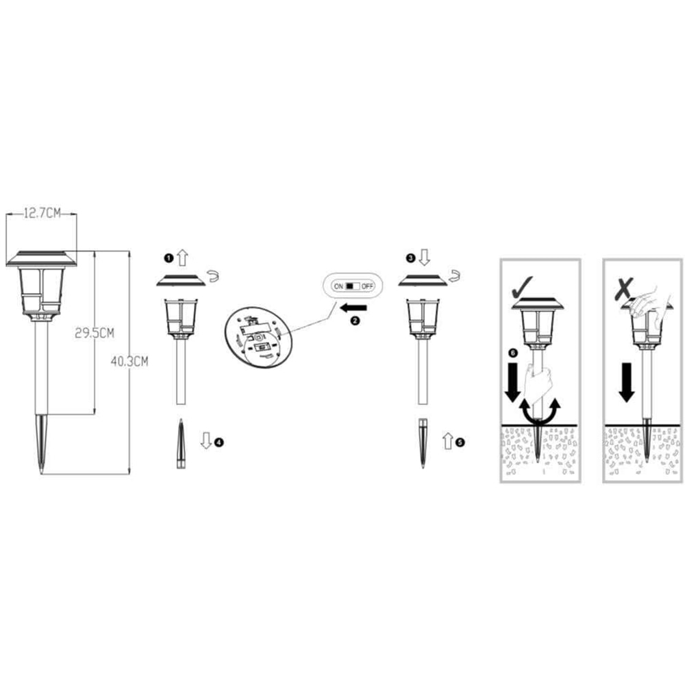 Lampa solara LED, 5000K, plastic, negru