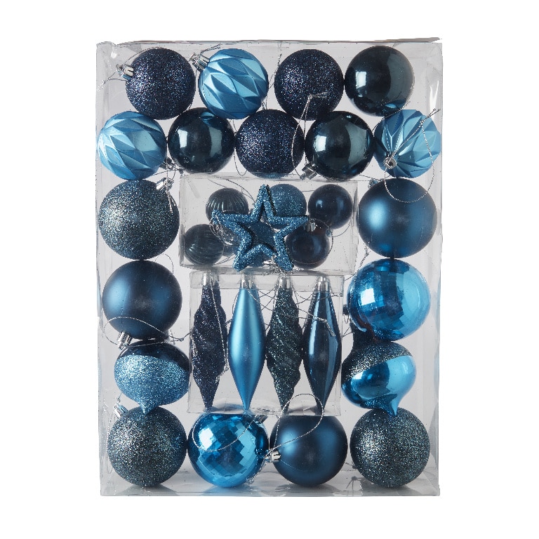 Set globuri de Craciun, 40 bucati, albastru