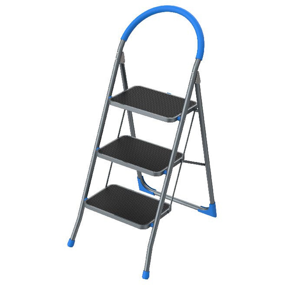 Scara pliabila MAC ALLISTER, 197 cm inaltime lucru, 1x3 cm, albastru