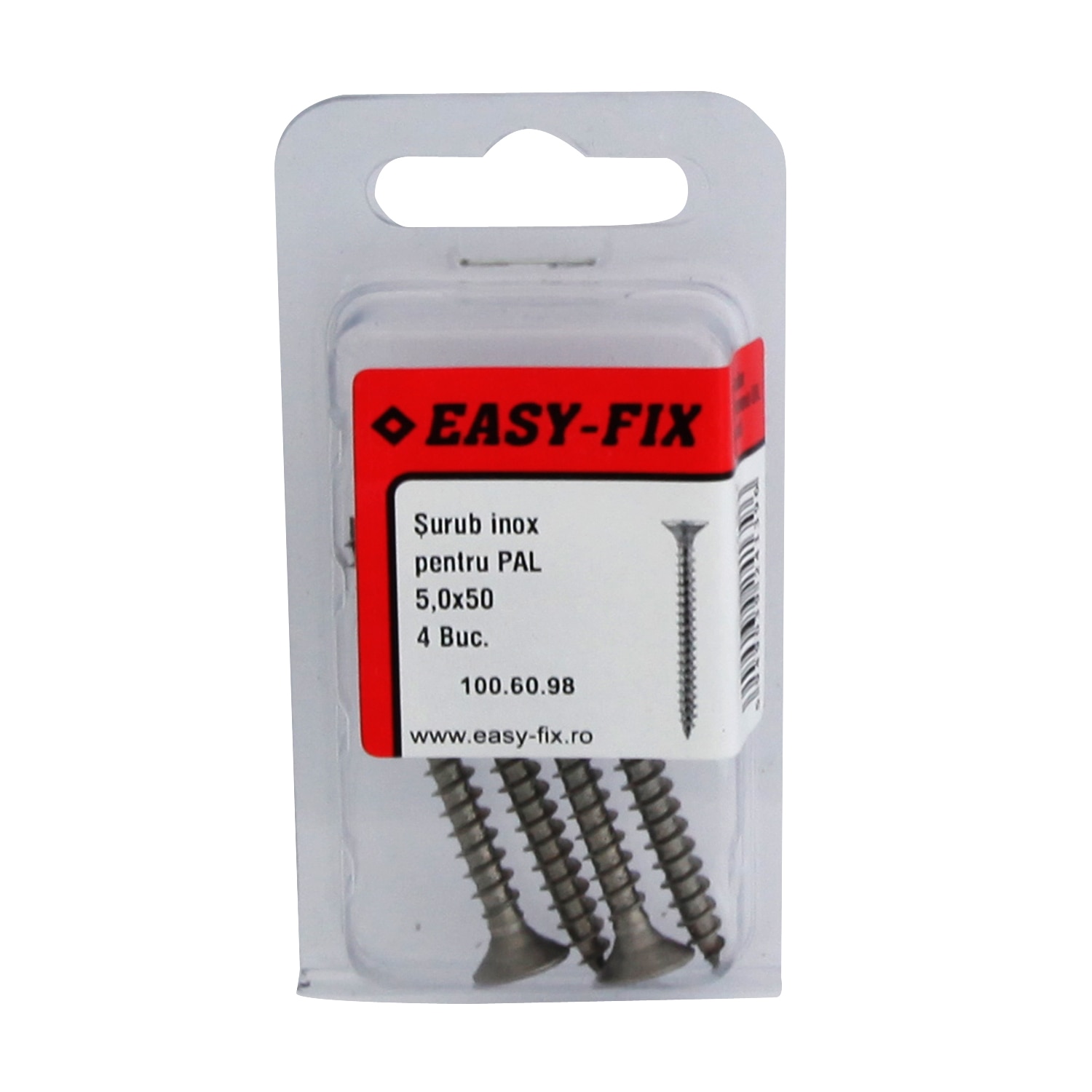 Suruburi PAL 5 x 50 pz2 inoxa2, 4 buc