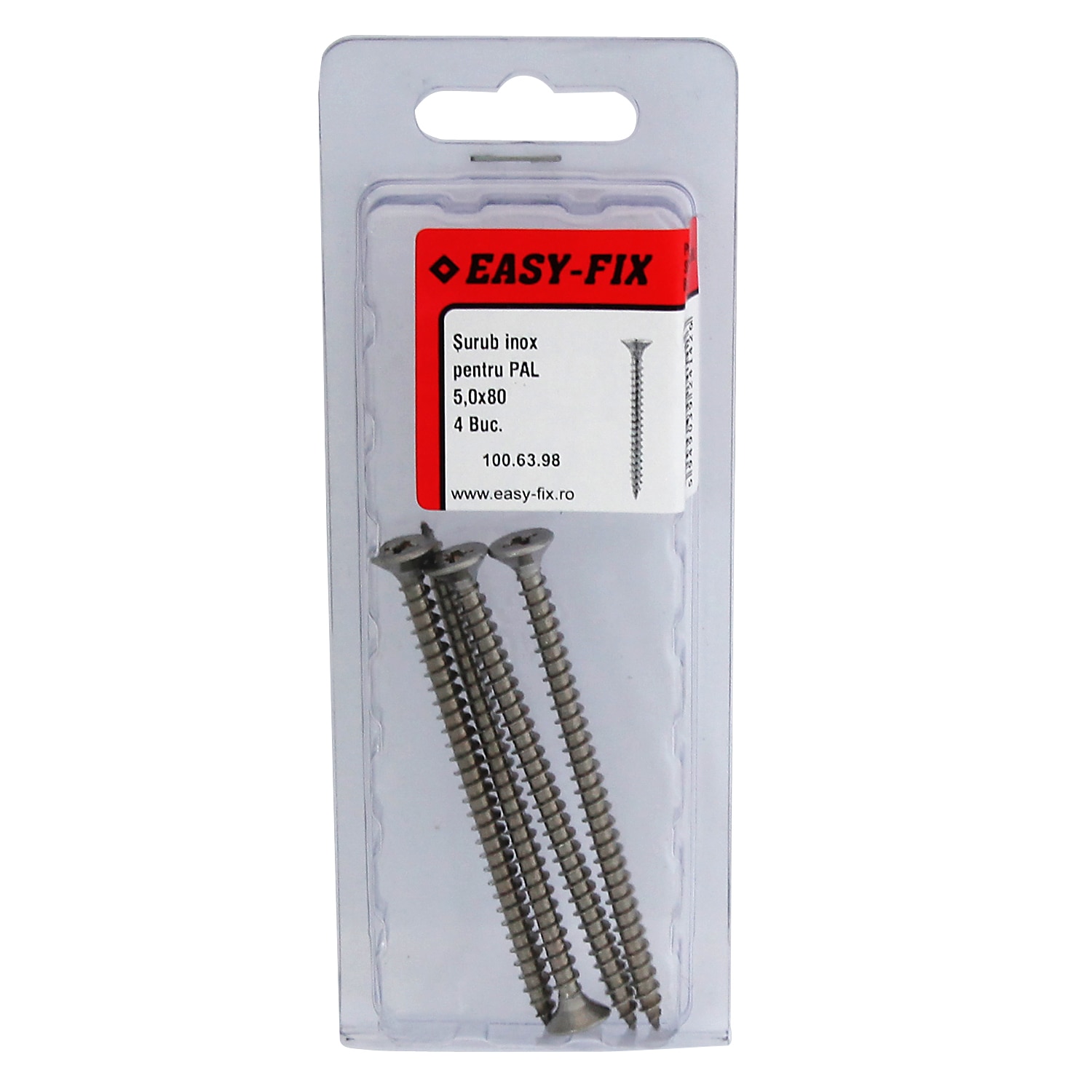 Suruburi PAL 5 x 80 pz2 inoxa2, 4 buc