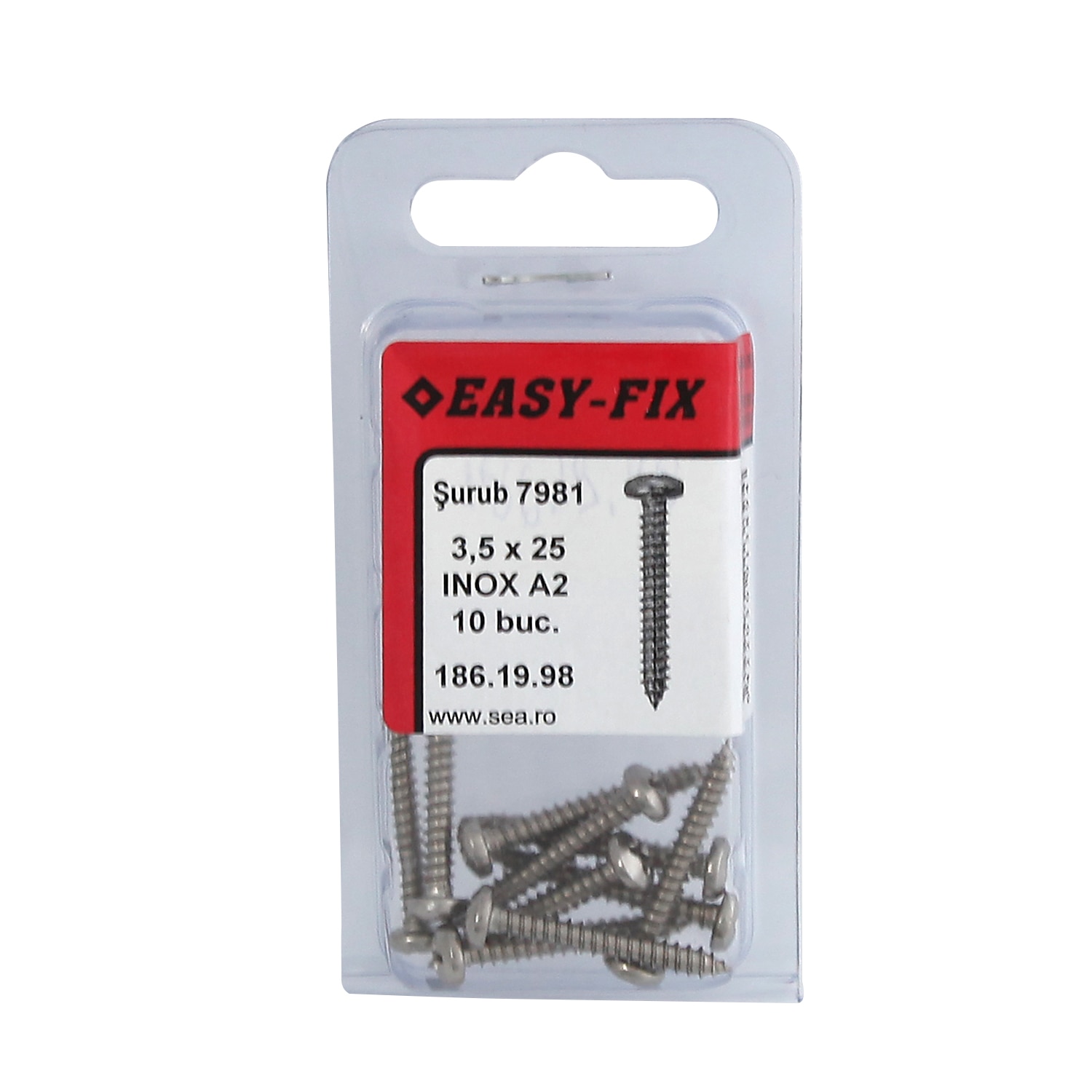 Suruburi inoxdin 7981 3.5 x 25, 10 buc