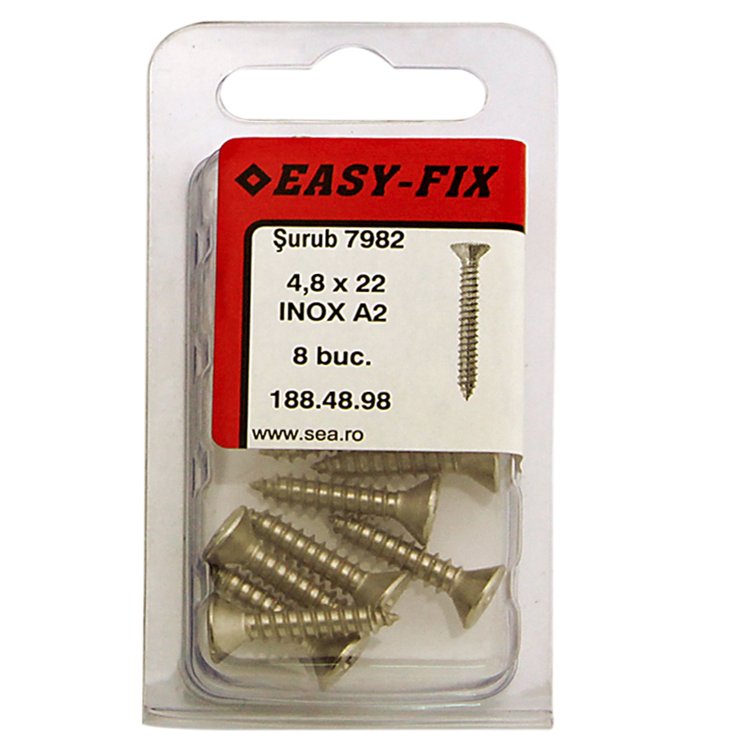 Suruburi inoxdin 7982 4.8 x 22, 8 buc