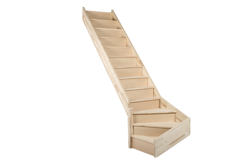 Scara interioara curba, fag, cu contratreapta, turnanta stanga  Siderno