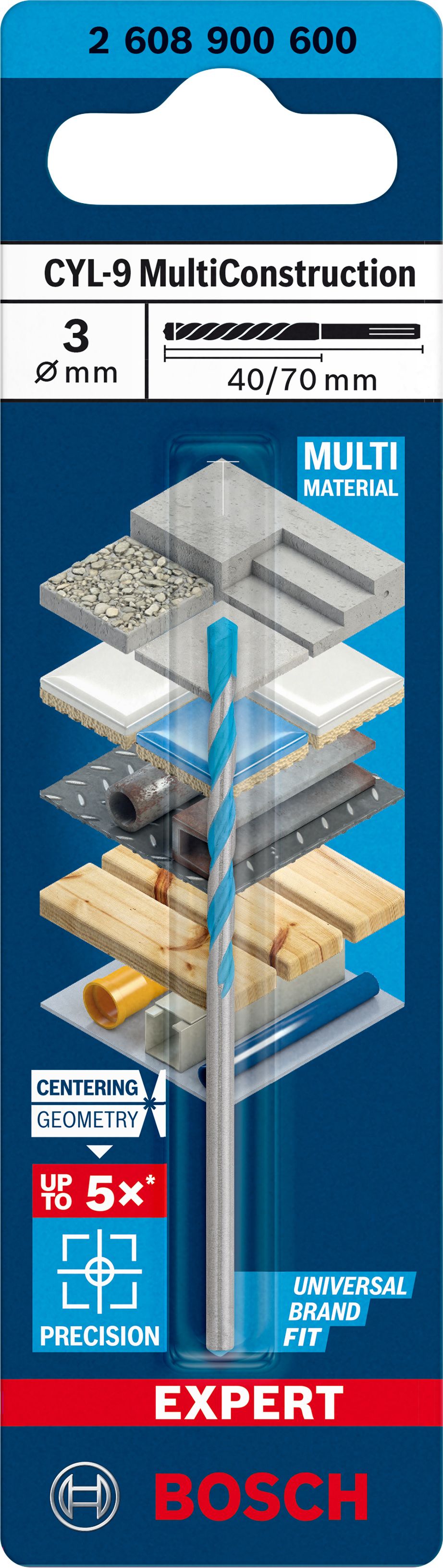 Burghiu Expert CYL-9, 3 x 40 x 70 mm  Bosch