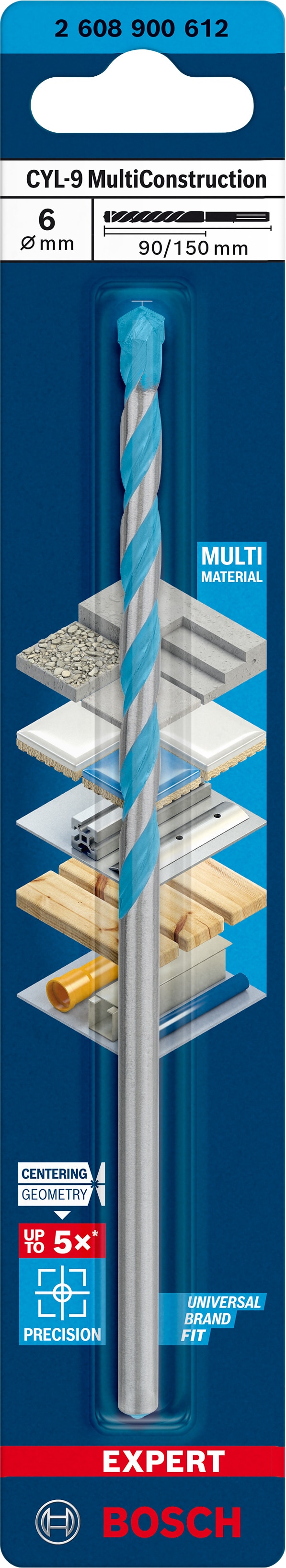 Burghiu Expert CYL-9, 6 x 90 x 150 mm  Bosch