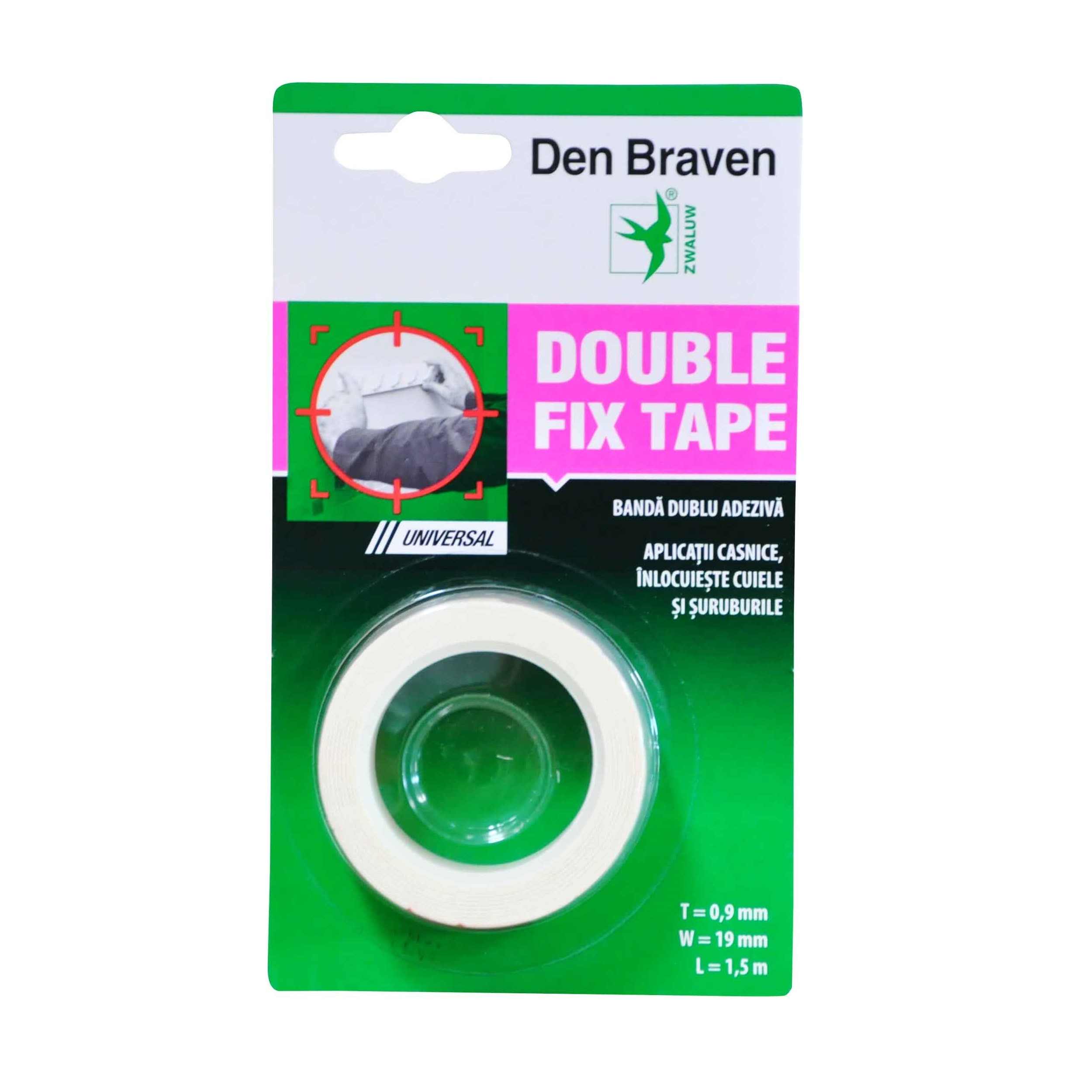 Banda adeziva universala 1.9 cm x 1.5 m Alb