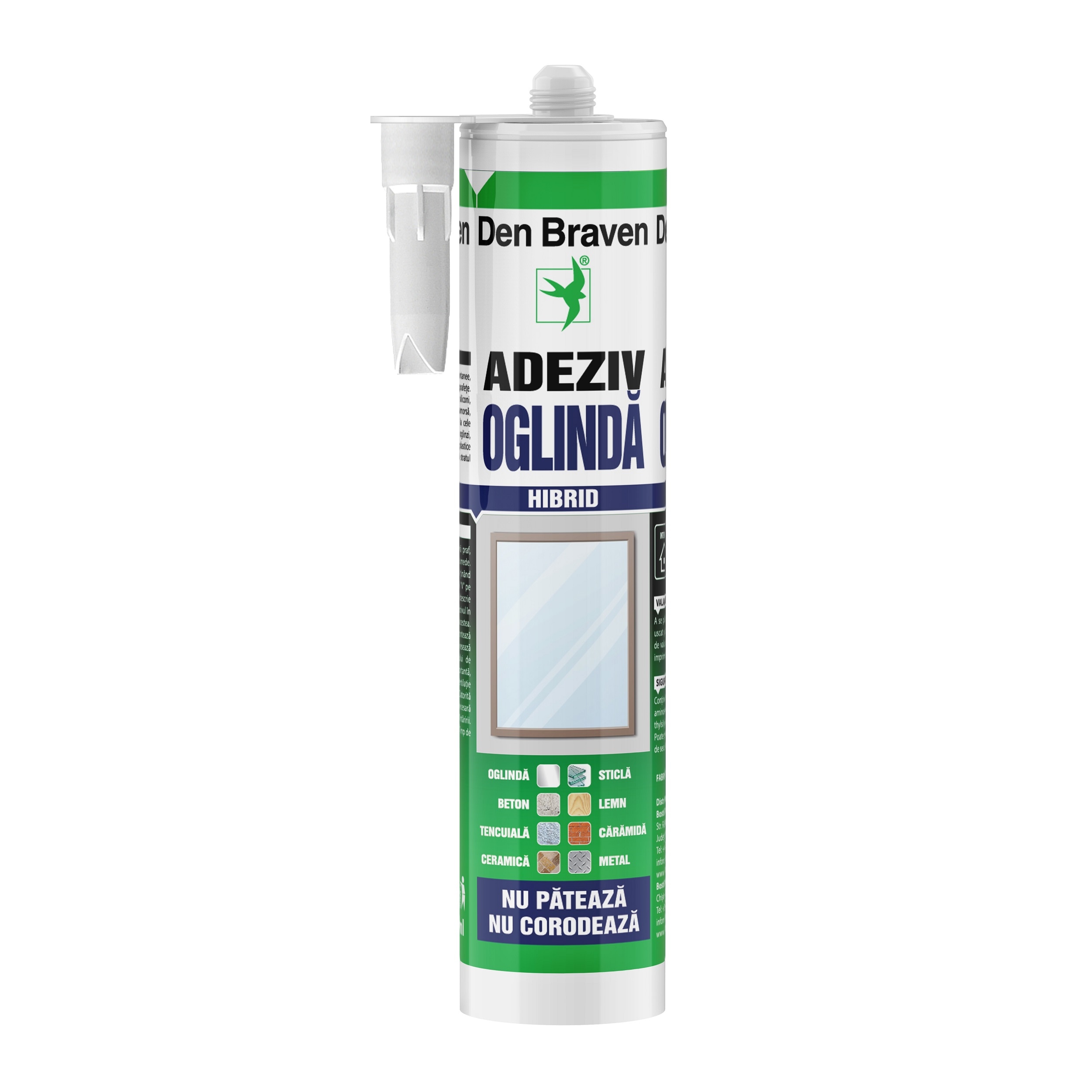 Adeziv pentru oglinda, alb, 290 ml • Den Braven