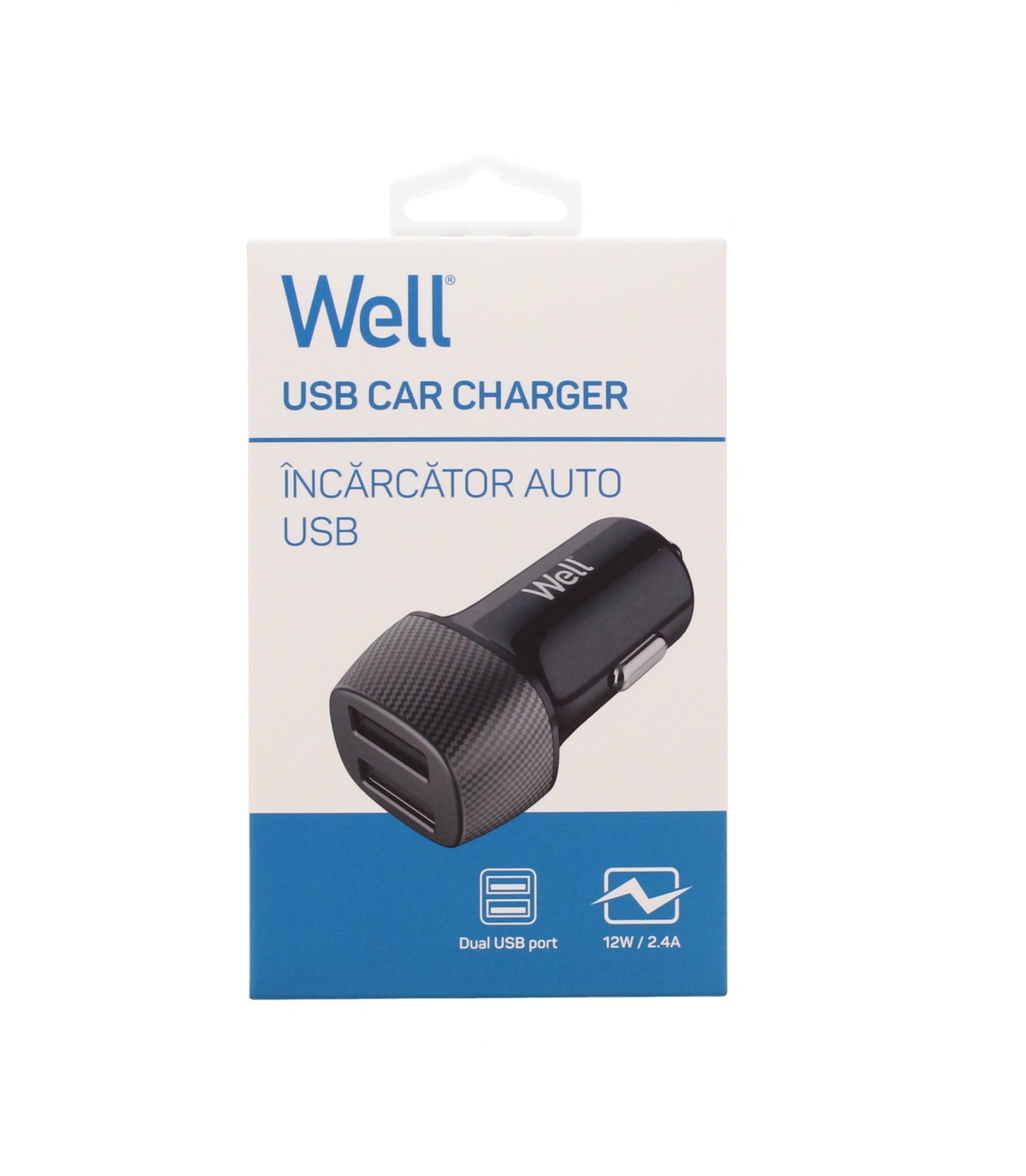 Incarcator auto, 12 W, negru • Well PSUP-USB-C22401BK-WL